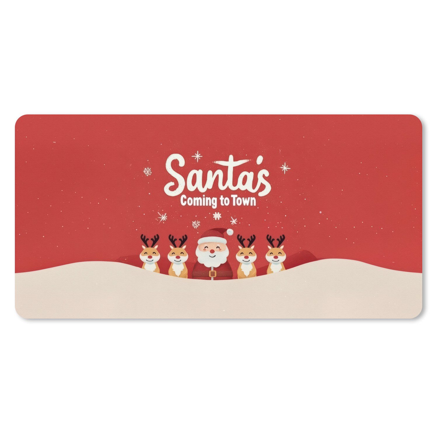 MuchoWow Mauspad Illustration - Weihnachtsmann - Rentier - Rot (1-St), Schreibtischunterlage, Mousepad Gaming XXL, Großes, 90x45 cm