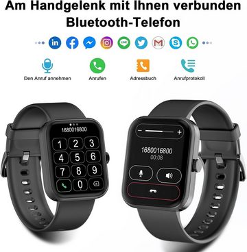 blackview Smartwatch (1,83 Zoll, Android iOS), Bluetooth Anrufe Fitnessuhr Armbanduhr mit Pulsmesser SpO2 Sportuhr