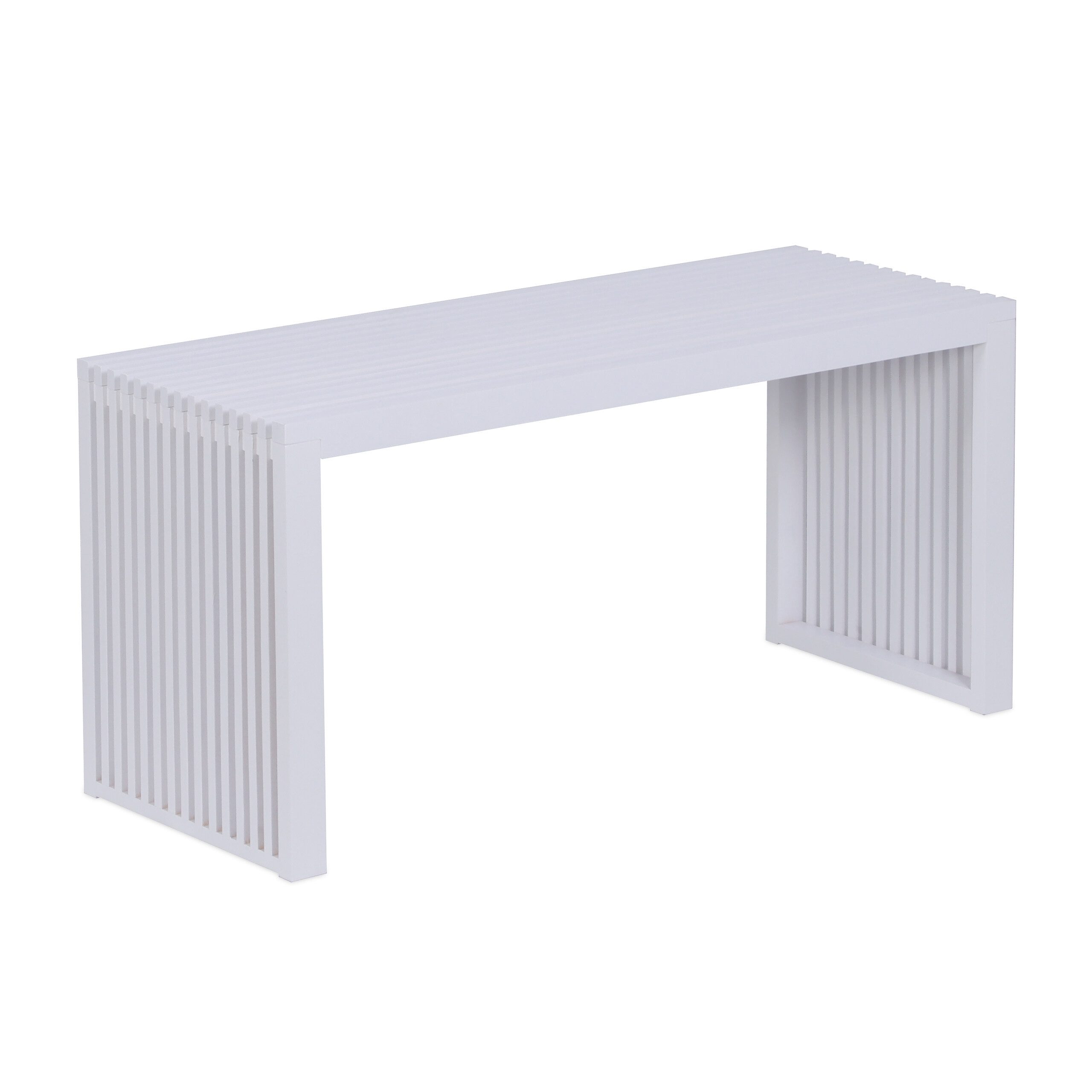 relaxdays Sitzbank Minimalistische Sitzbank aus Bambus, weiß