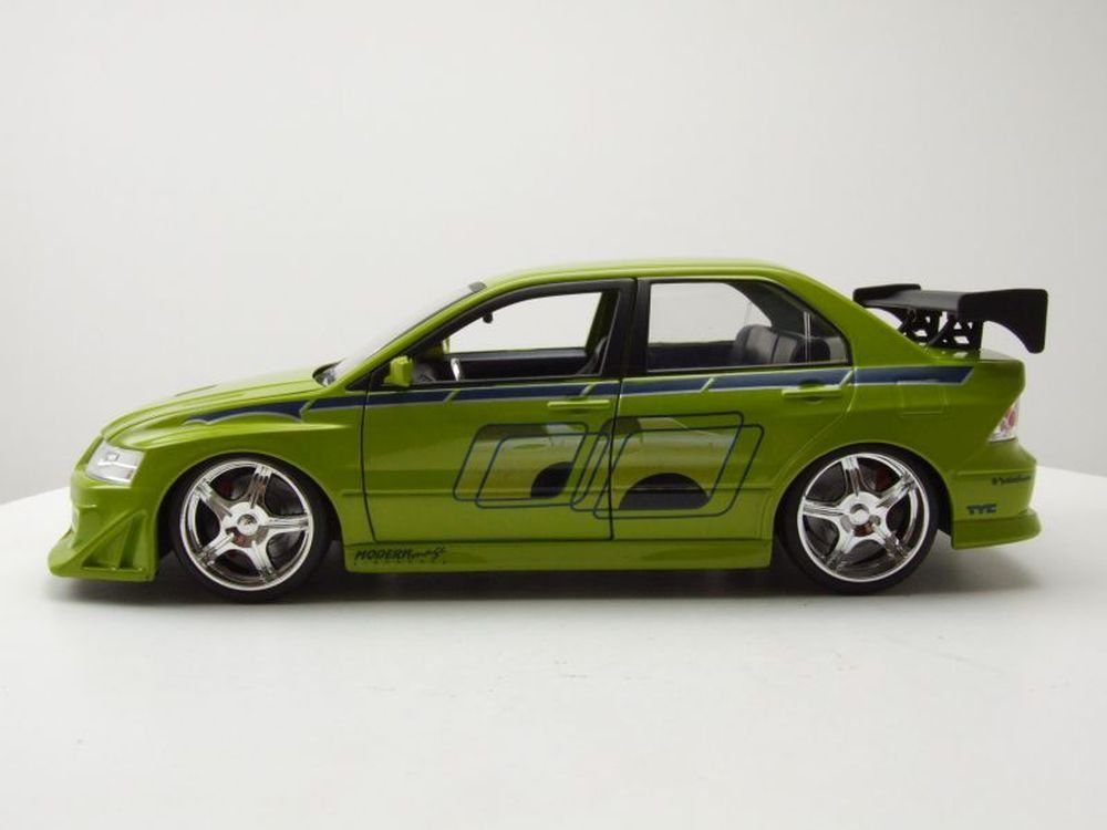 JADA Modellauto Mitsubishi Lancer Evolution VII 2002 grün Brian Fast & Furious, Maßstab 1:24