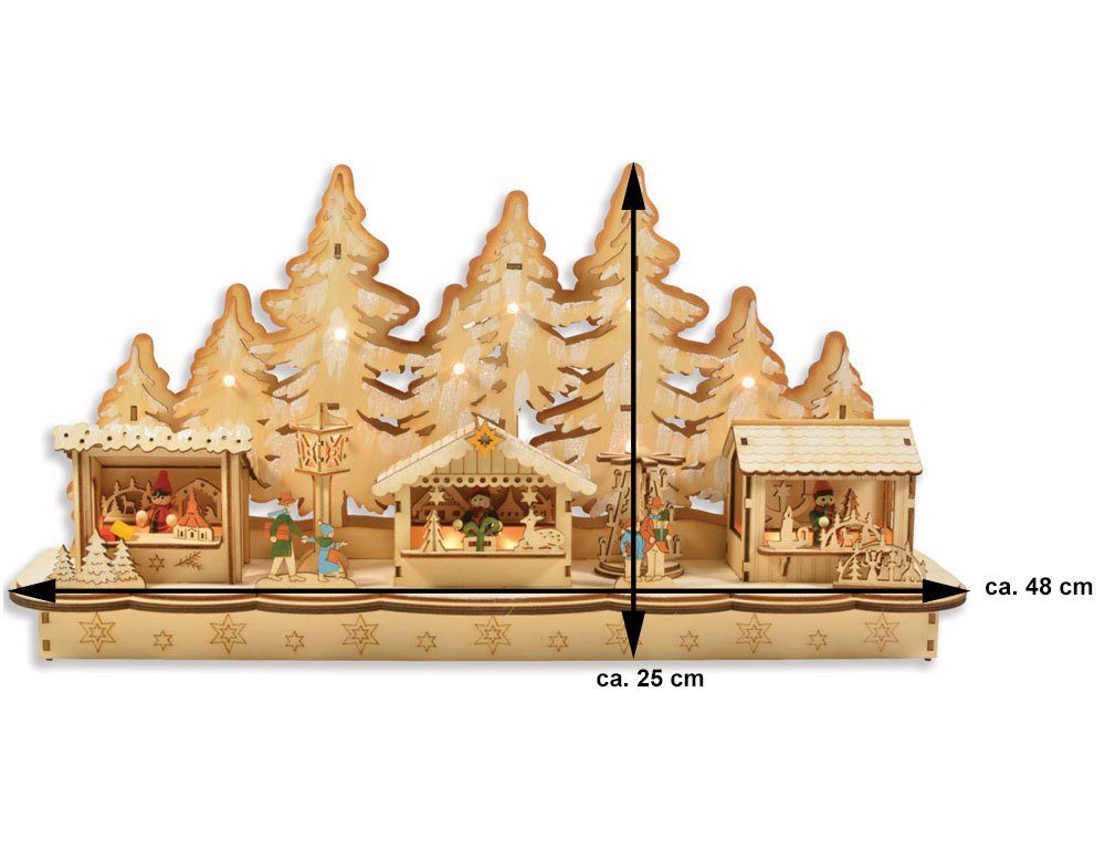 Schwibbogen 76367, WEINBERGER - Handwerkermarkt Natur (1-tlg) RIFFELMACHER & Holz Fensterleuchter x 48 25 cm Weihnachtsmarkt