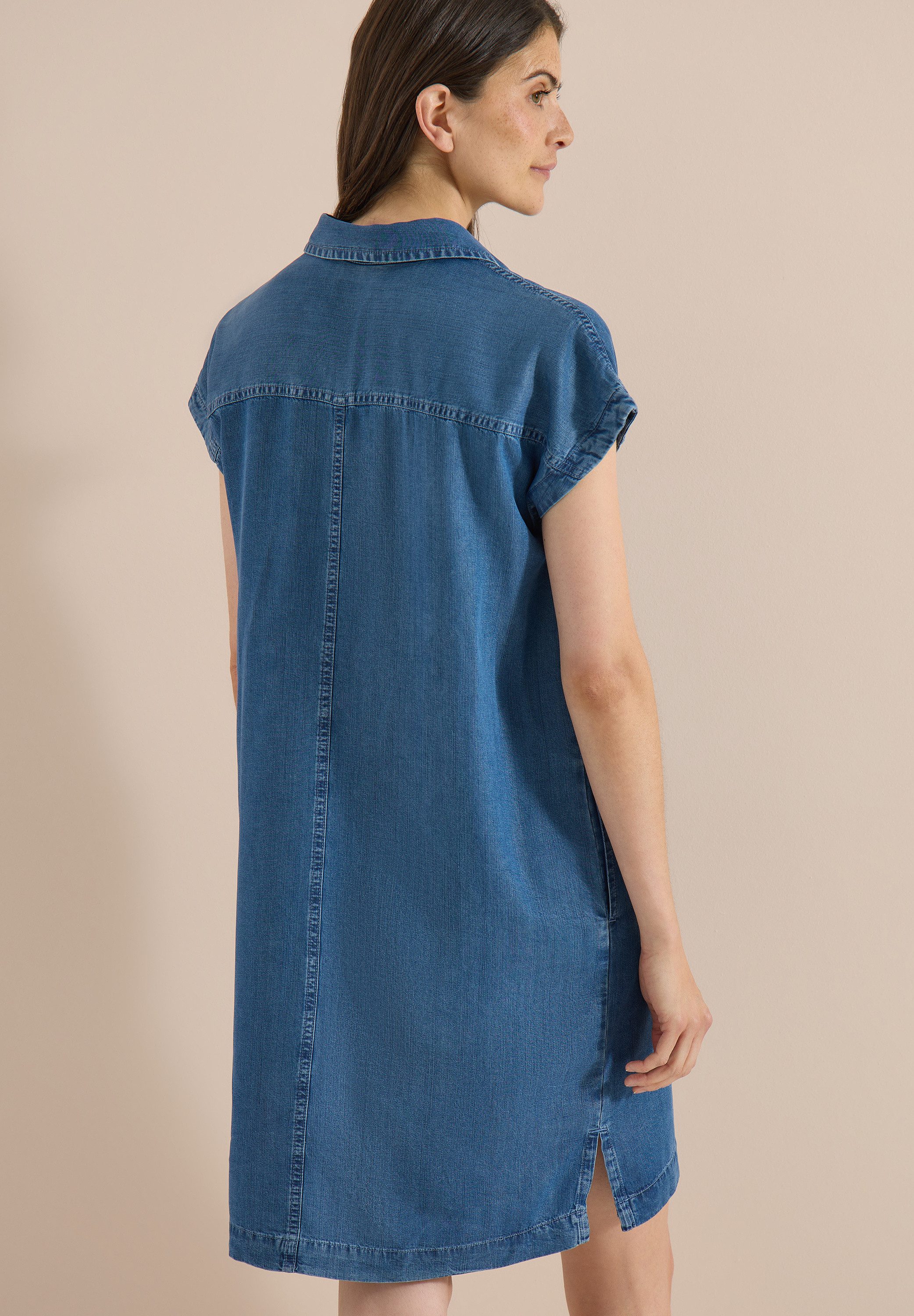CECIL Jeanskleid Knielanges Sommer-Kleid im Denim-Look