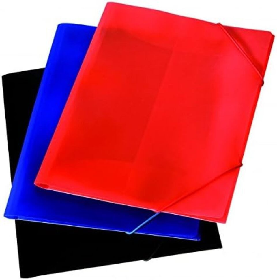 Testrut Hefter Eckspannmappe PP mit 3 Klappen farbig sortiert