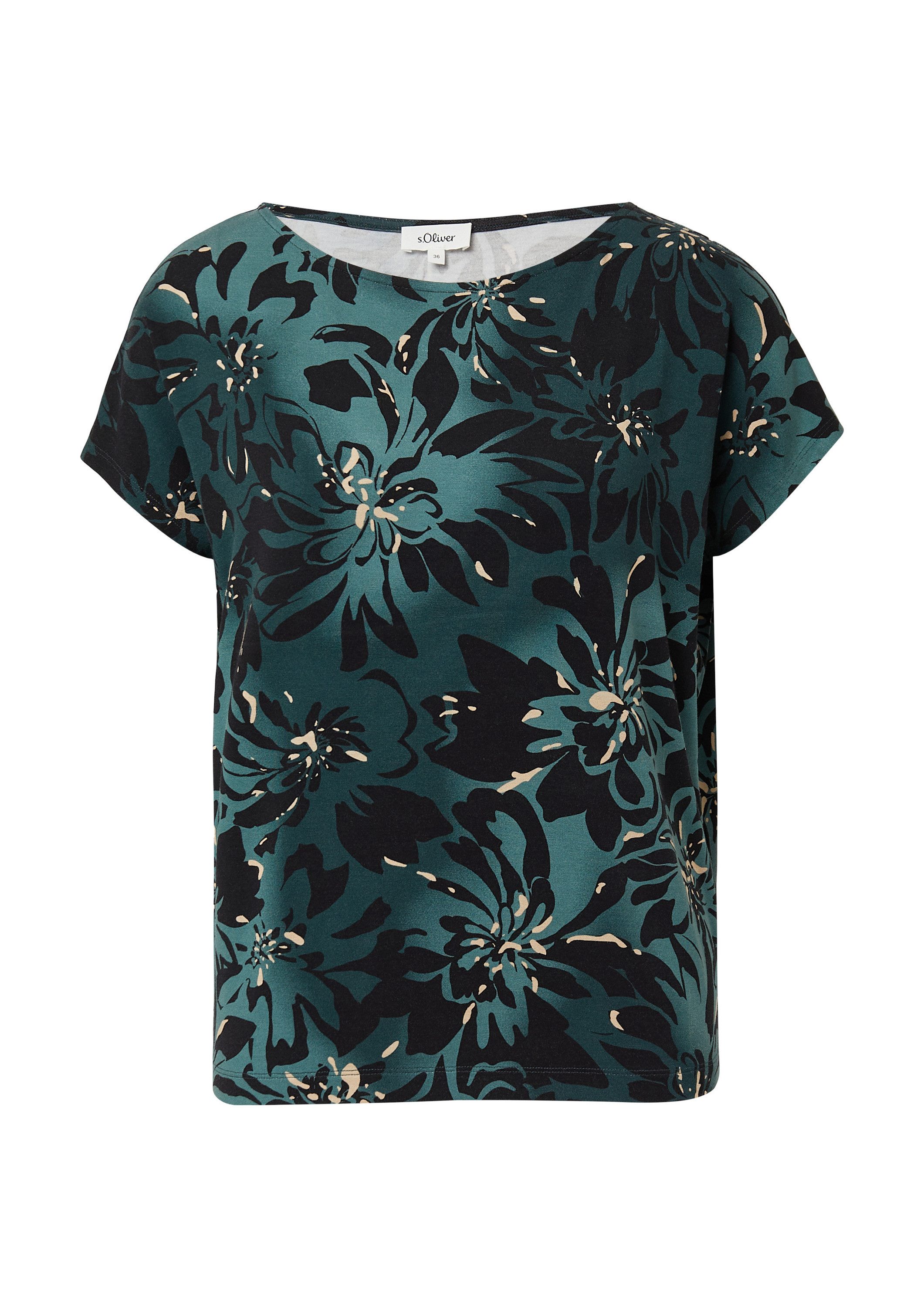 s.Oliver Kurzarmshirt T-Shirt Fließendes Jersey-Shirt mit überschnittenen S günstig online kaufen