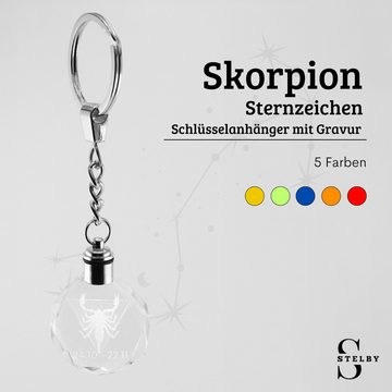 Stelby Schlüsselanhänger Skorpion Sternzeichen Schlüsselanhänger LED Multicolor mit Geschenkbox