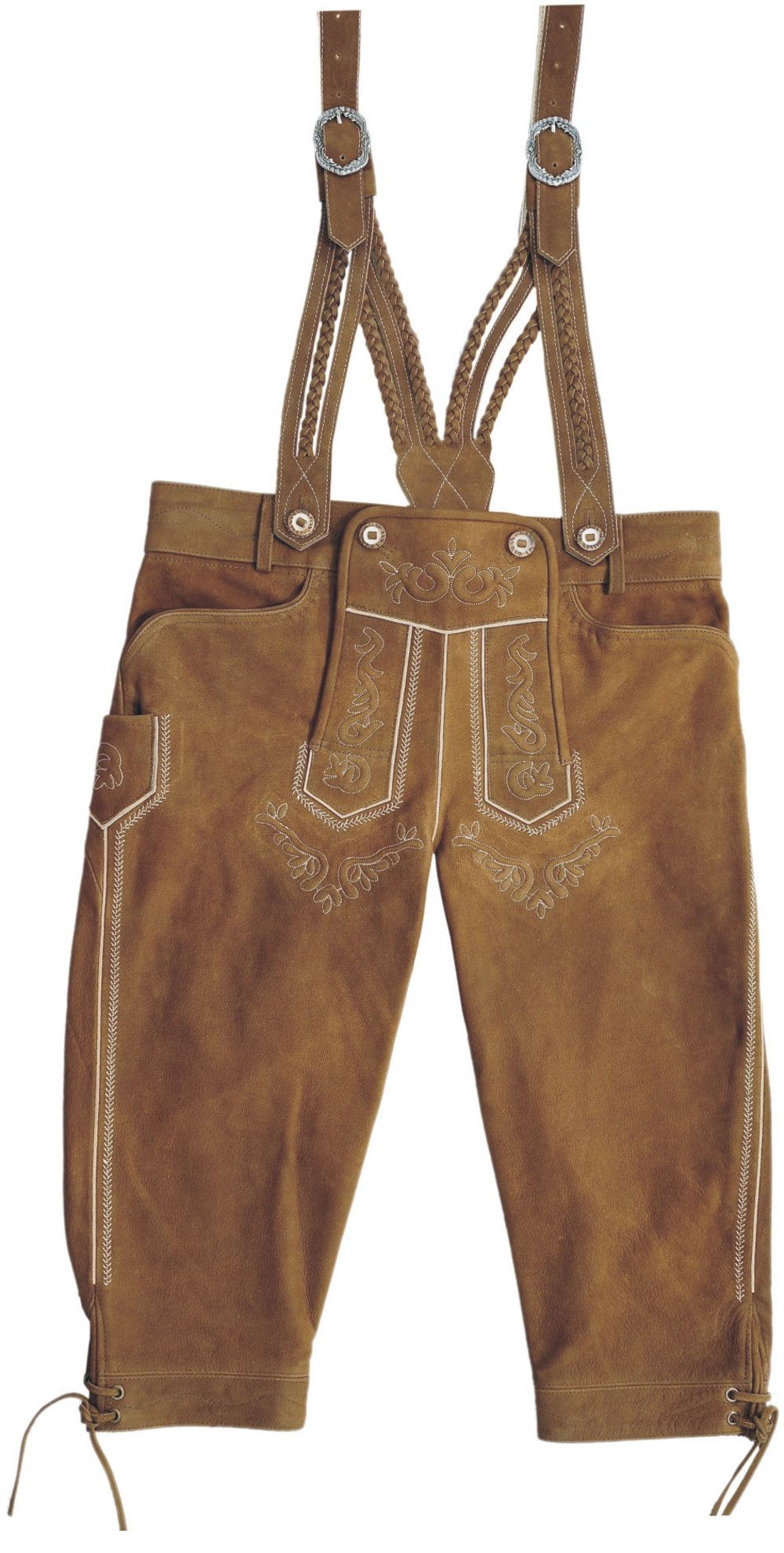 Fuente Leather Wears Trachtenhose Kniebund Trachtenlederhose Herren Nubuk-Leder, Braun, Camel, Schwarz