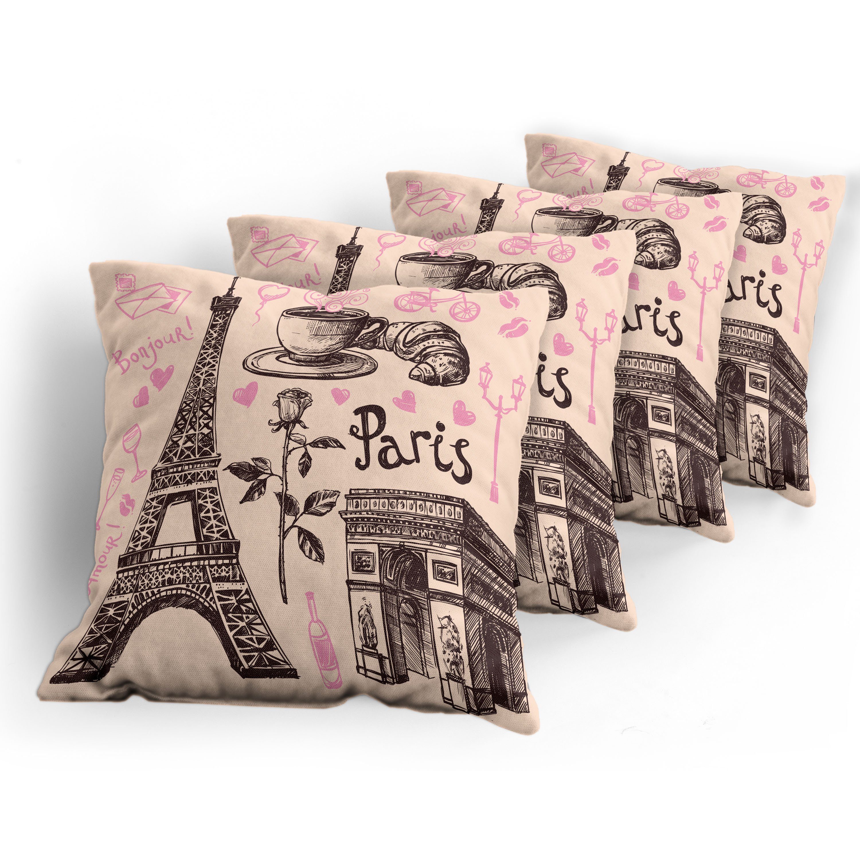 Bäckerei Stück), Accent Paris Doppelseitiger (4 Abakuhaus Kissenbezüge Eiffel Modern in Eiffelturm Digitaldruck,