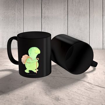 Mr. & Mrs. Panda Tasse Schildkröte Wanderer - Schwarz - Geschenk, Wanderurlaub, Tasse Motive, Keramik Schwarz, Herzberührende Designs