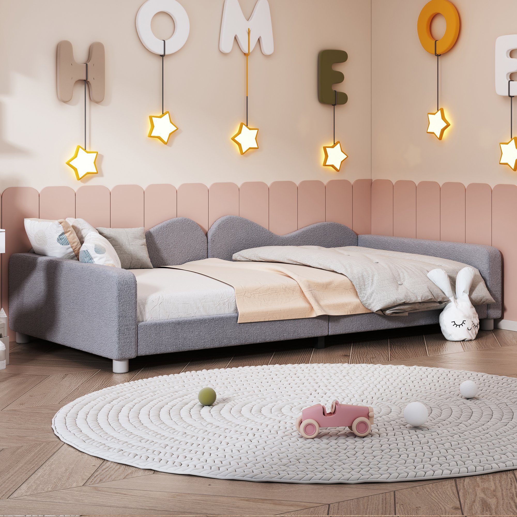Flieks Polsterbett, Teddy-Samt Kinderbett Einzelbett Schlafsofa günstig online kaufen