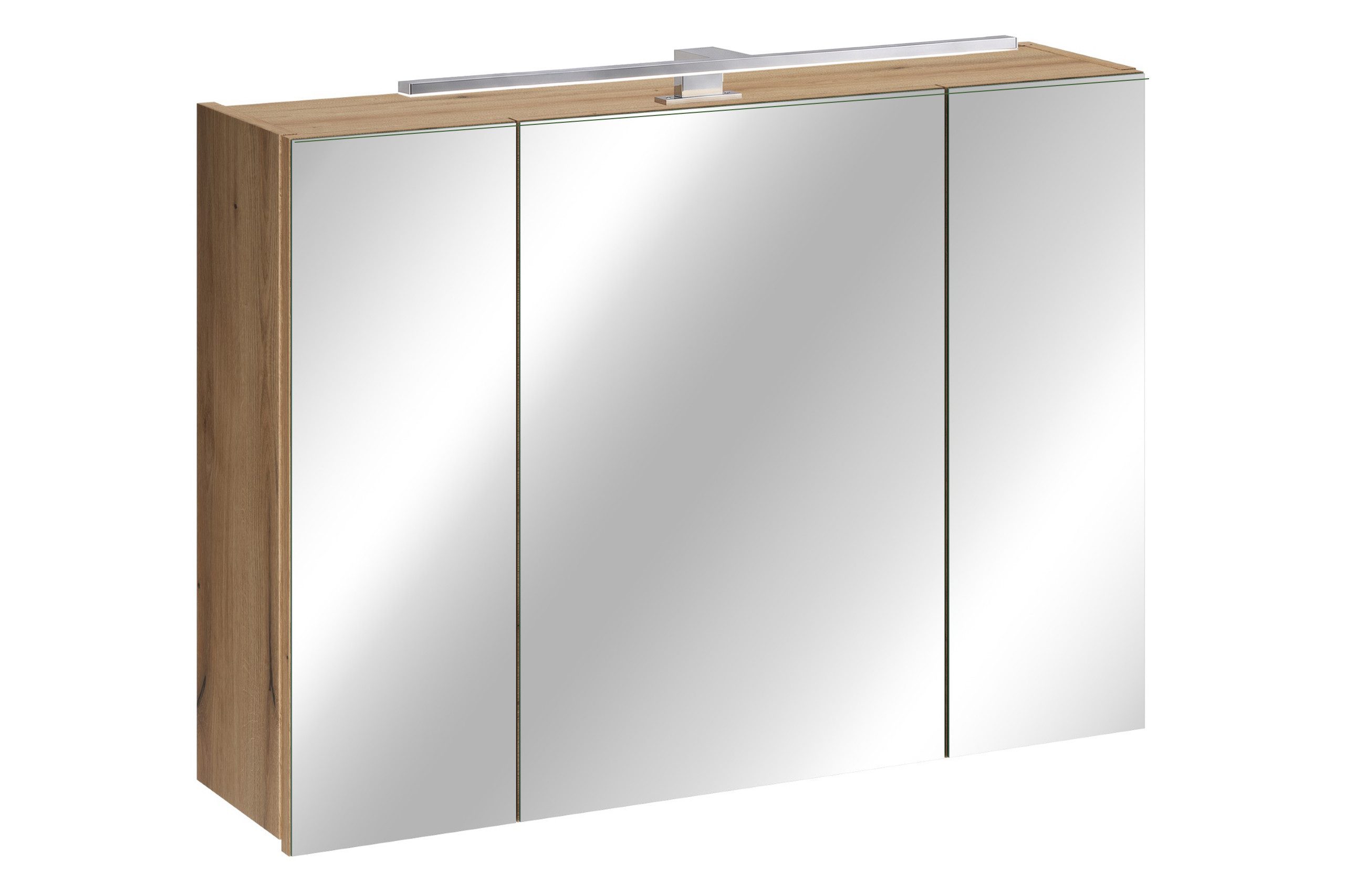 Lomadox Spiegelschrank NEWPORT-56-EVOKE 80 cm breit in Eiche, inkl. LED-Aufsatzleuchte