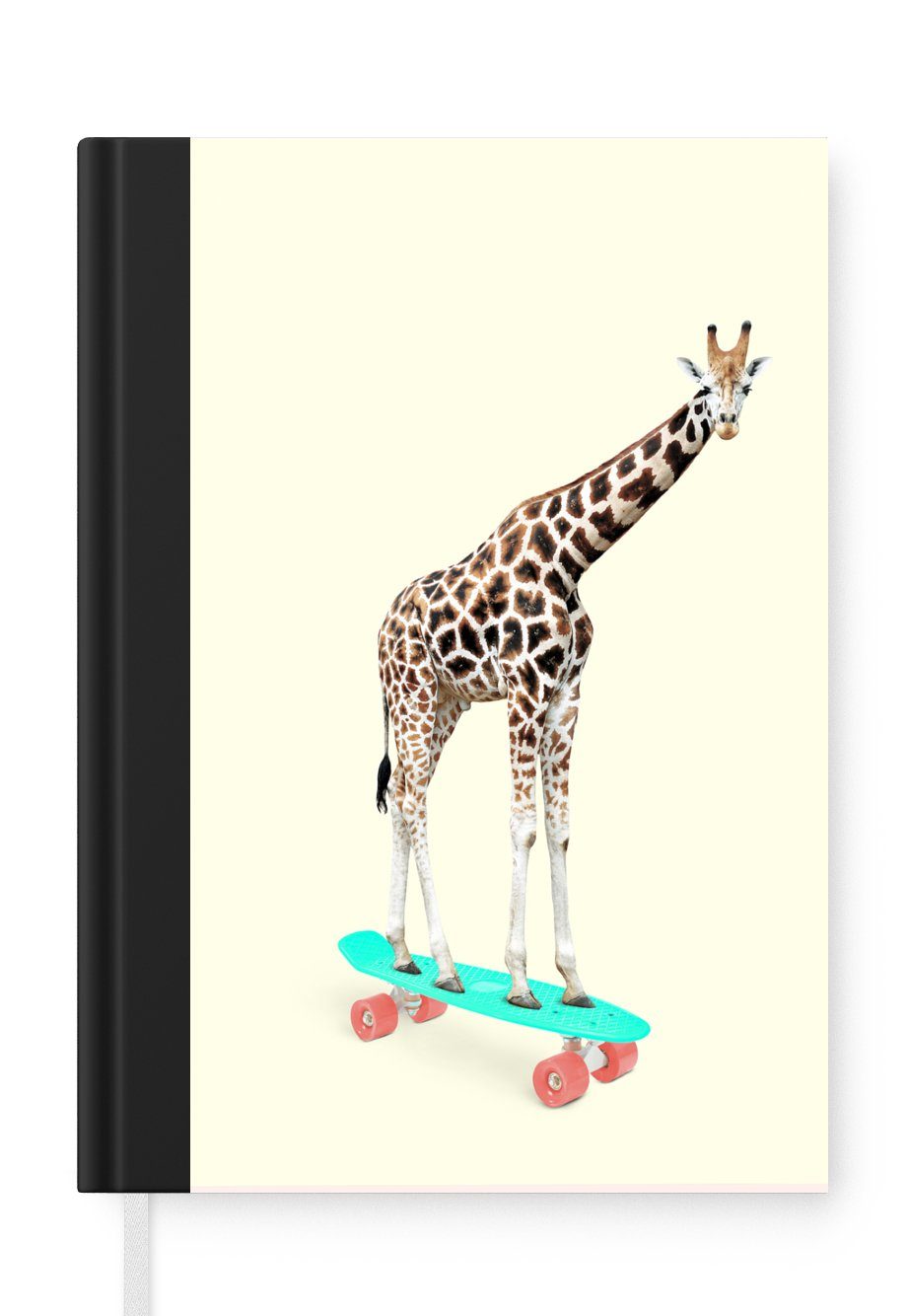 MuchoWow Notizbuch Giraffe - Muster - Skateboard - Rosa - Tiere, Journal, Merkzettel, Tagebuch, Notizheft, A5, 98 Seiten, Haushaltsbuch
