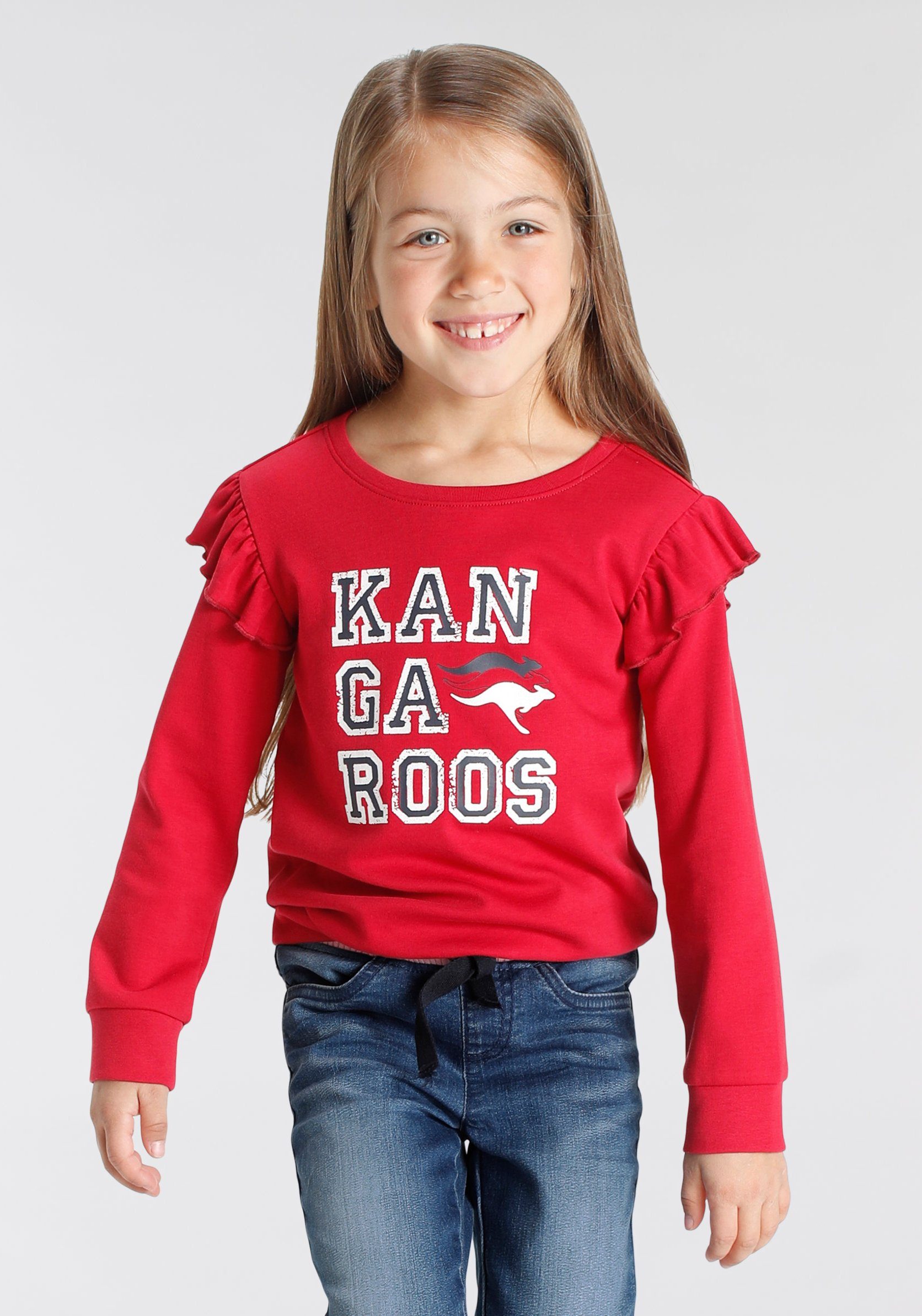 Rüschen mit KangaROOS Glitter an den Ärmeln Sweatshirt