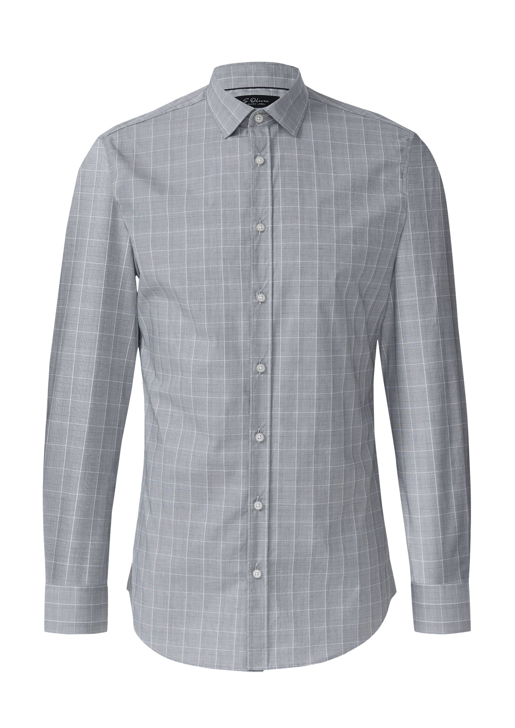 s.Oliver Langarmhemd Hemd Tailored Fit: Fein kariertes Langarmhemd aus Baumwollstretch