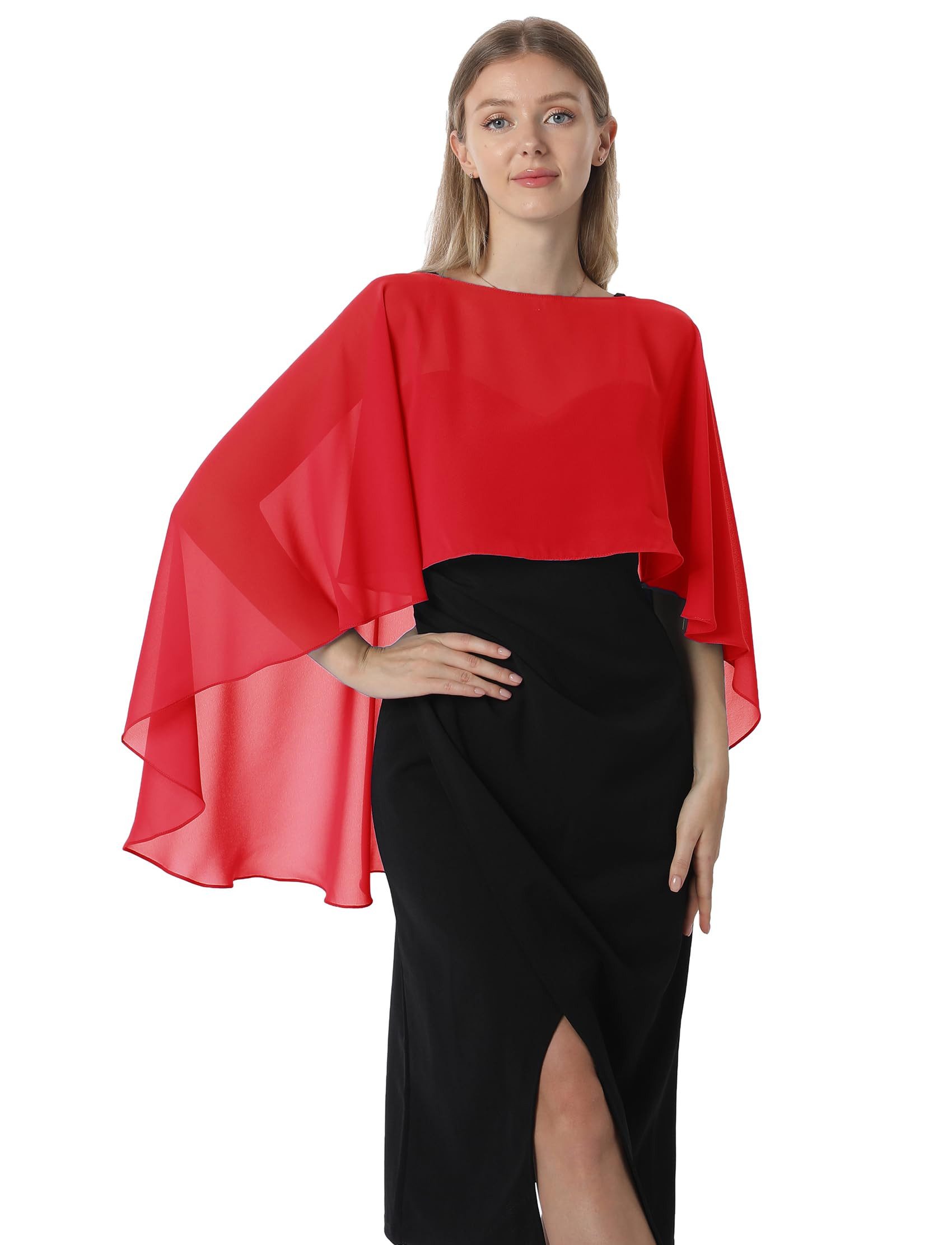 nsihing Bolero Damen Chiffon Cape Schals für Hochzeitskleider Elegantes Bankett Capelets für Hochzeit Braut Abendkleid Brautkleid Sommer