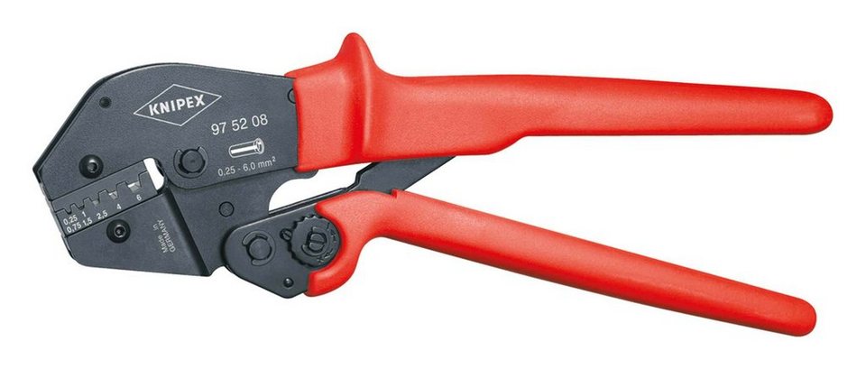 Knipex Crimpzange, Crimp-Hebelzange für Aderendhülsen 0,5 - 6 mm²