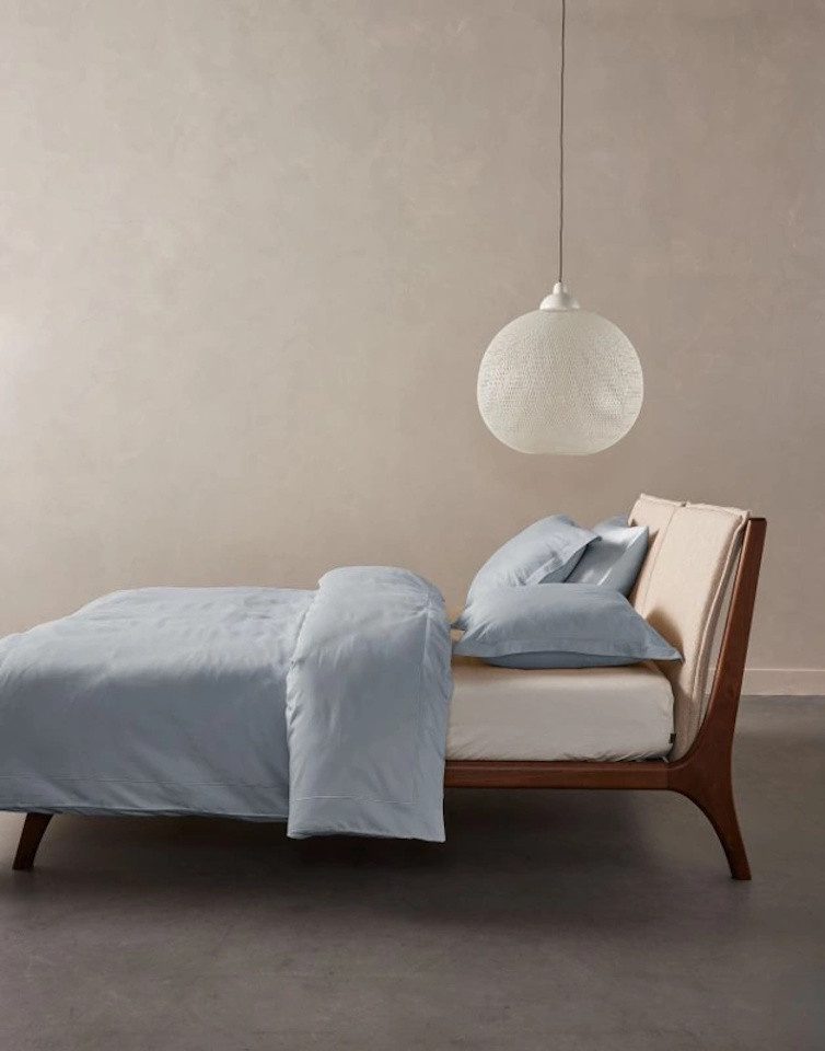 Essenza Bettwäsche Aziza Zen Blue 135 x 200 cm + 80 x 80 cm, Ägyptischer Baumwollsatin, 2 teilig