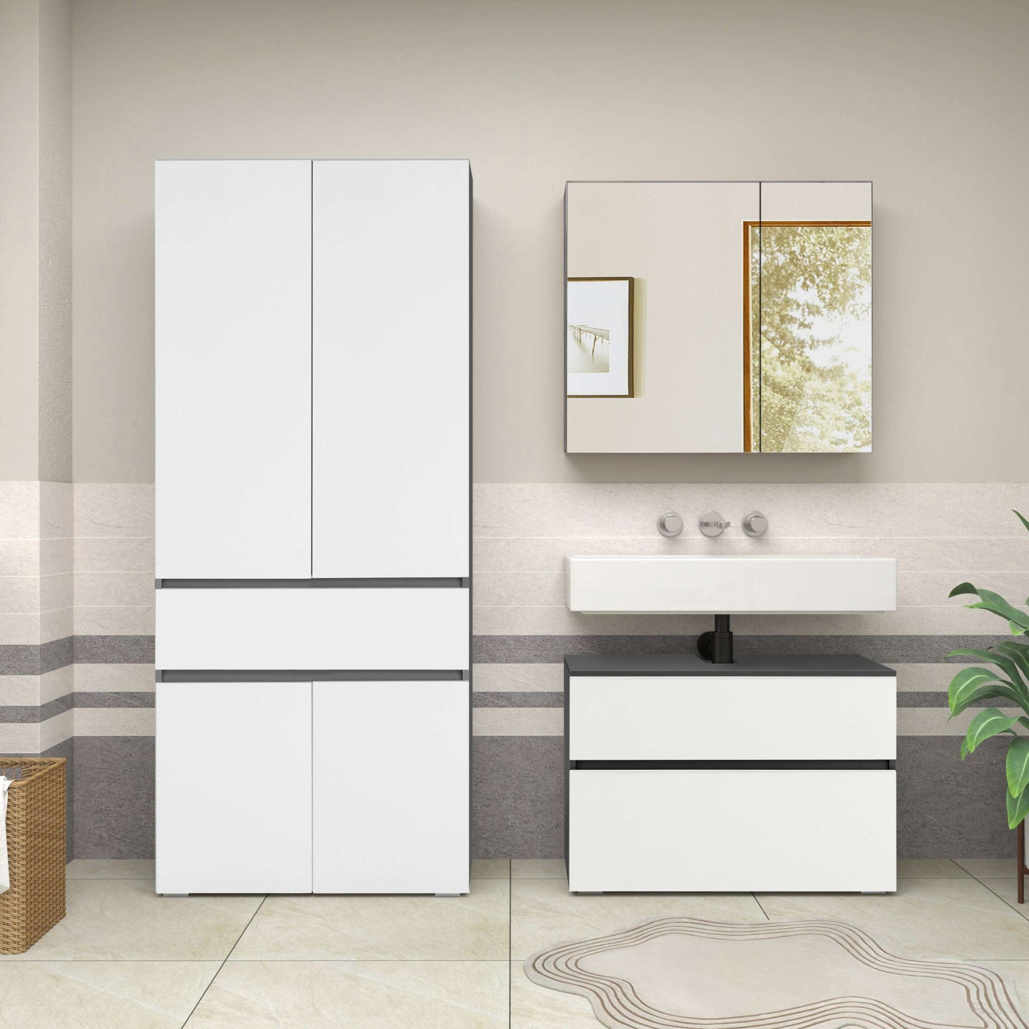 Home affaire Hochschrank "Wisla", mit 4 Türen & 1 Schublade, Breite 76 cm, günstig online kaufen