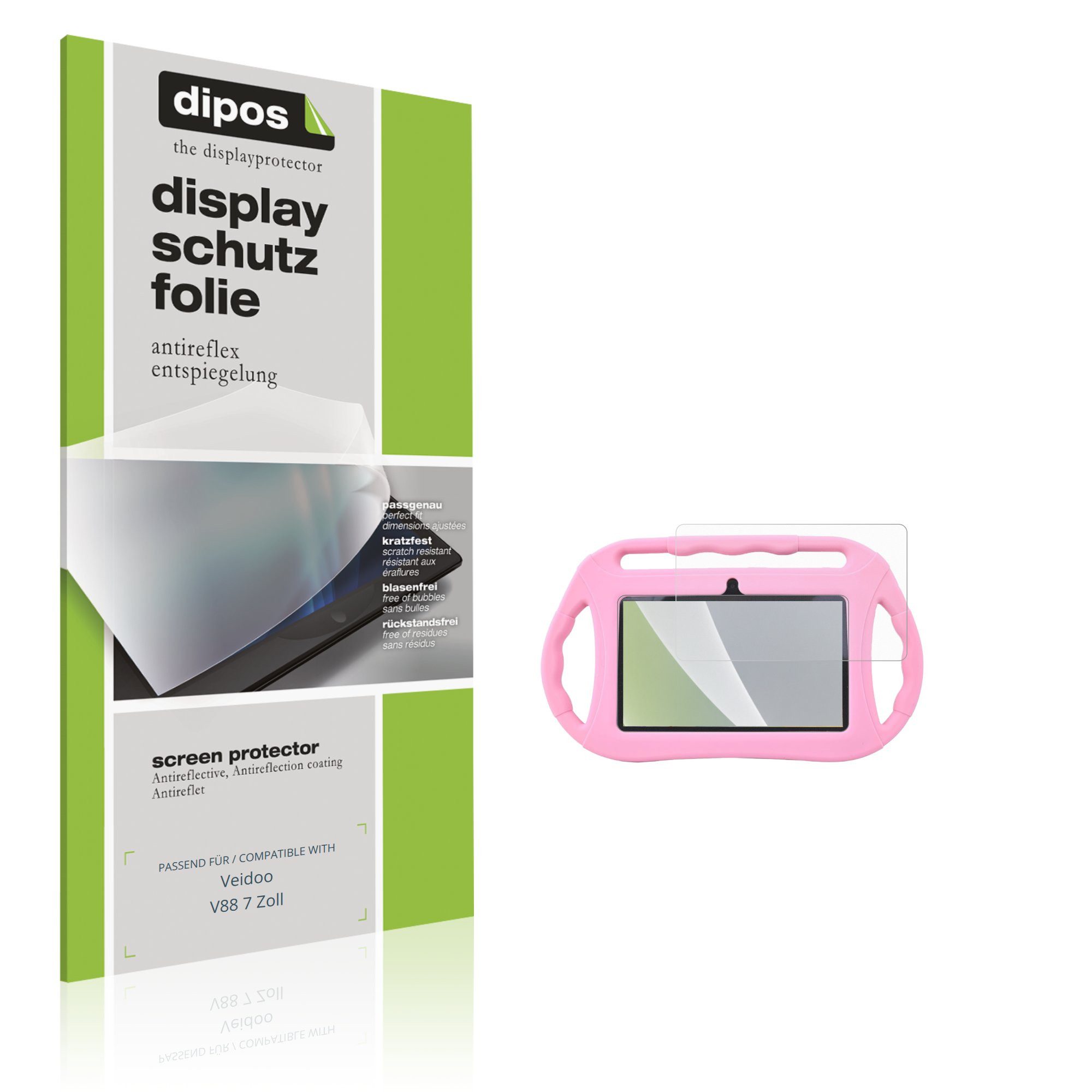 dipos Displayschutzfolie Schutzfolie für Veidoo V88 7 Zoll, 2 Stück, Displayschutz Schutz Folie Made in Germany