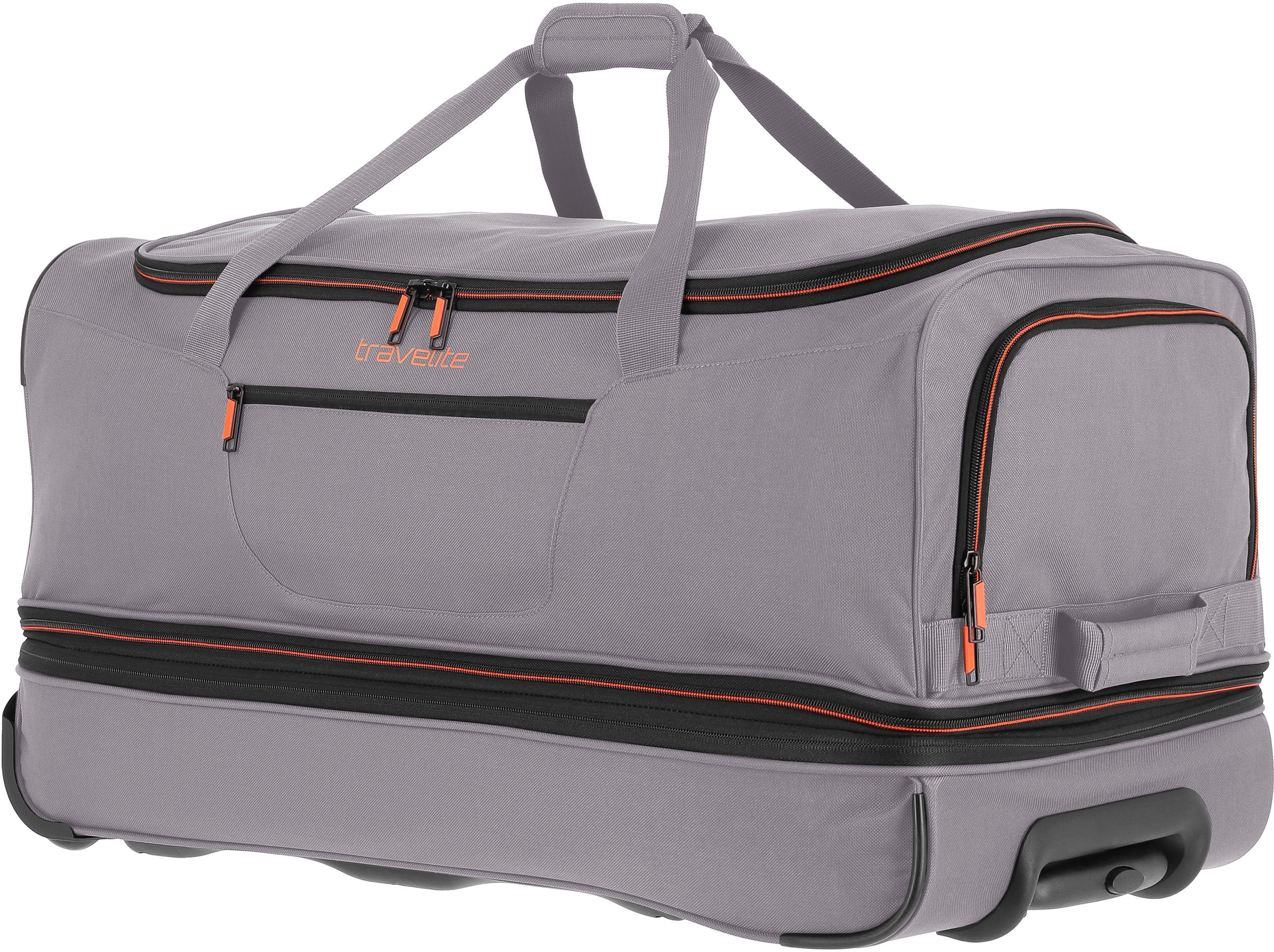 travelite Reisetasche Basics, Trolleyfunktion und grau/orange, cm, 70 mit Volumenerweiterung