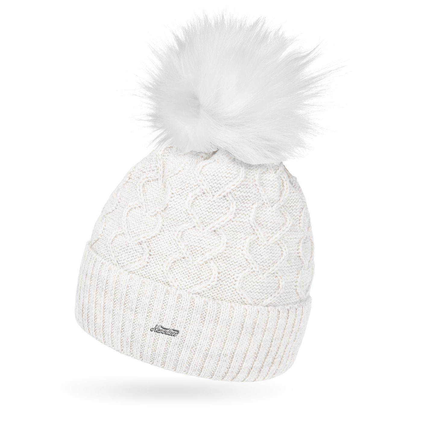 Neverless Bommelmütze Damen Strick-Mütze Fell-Bommel Kunstfell günstig online kaufen