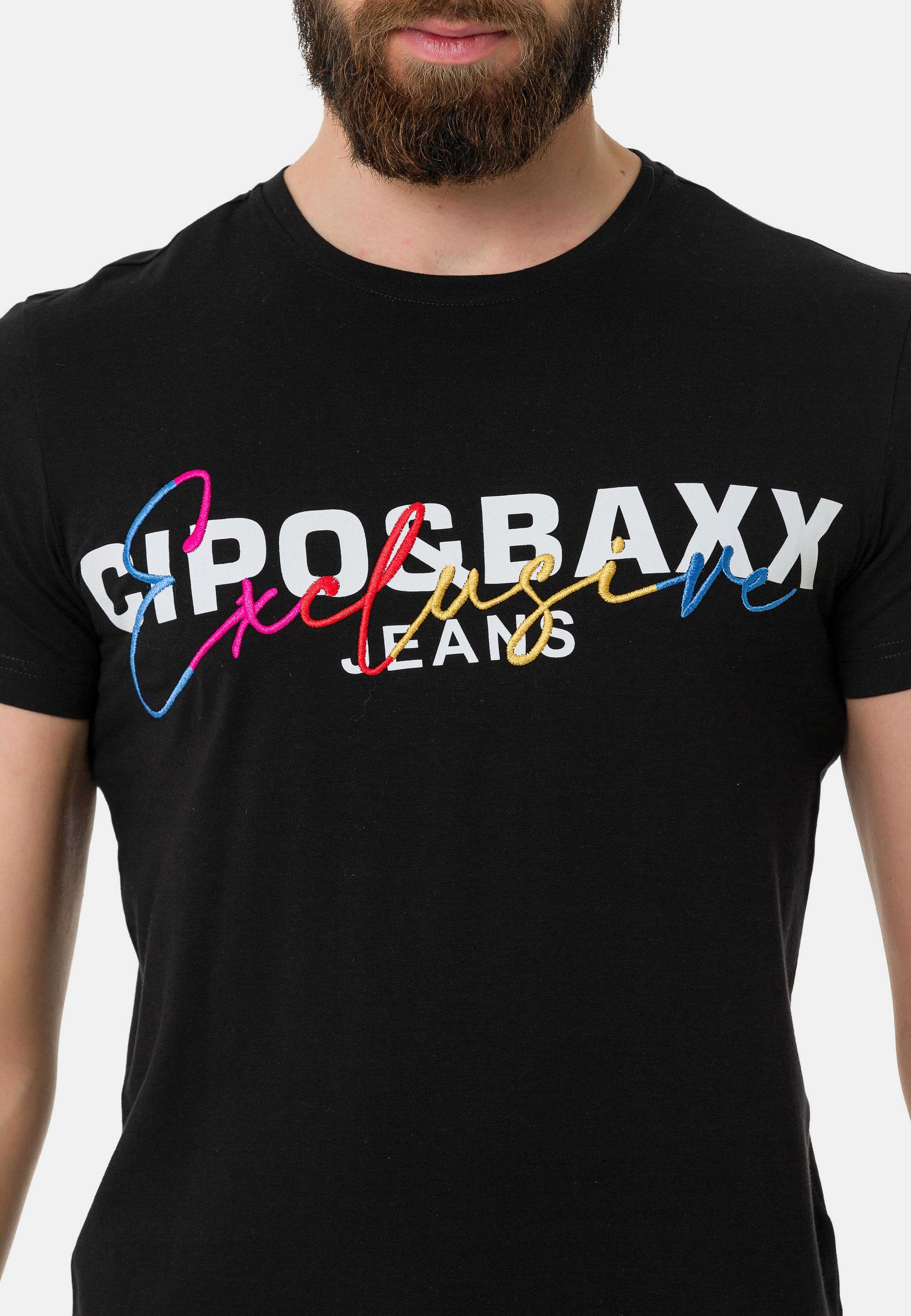 schwarz mit Baxx Markenprint & T-Shirt Cipo