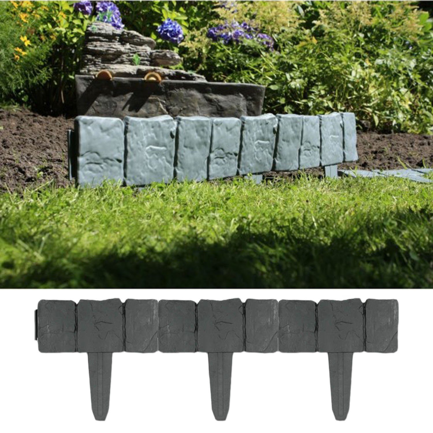 Mojawo Rasenkante Beeteinfassung Rasenkante Beetumrandung Steinoptik 10 Stück