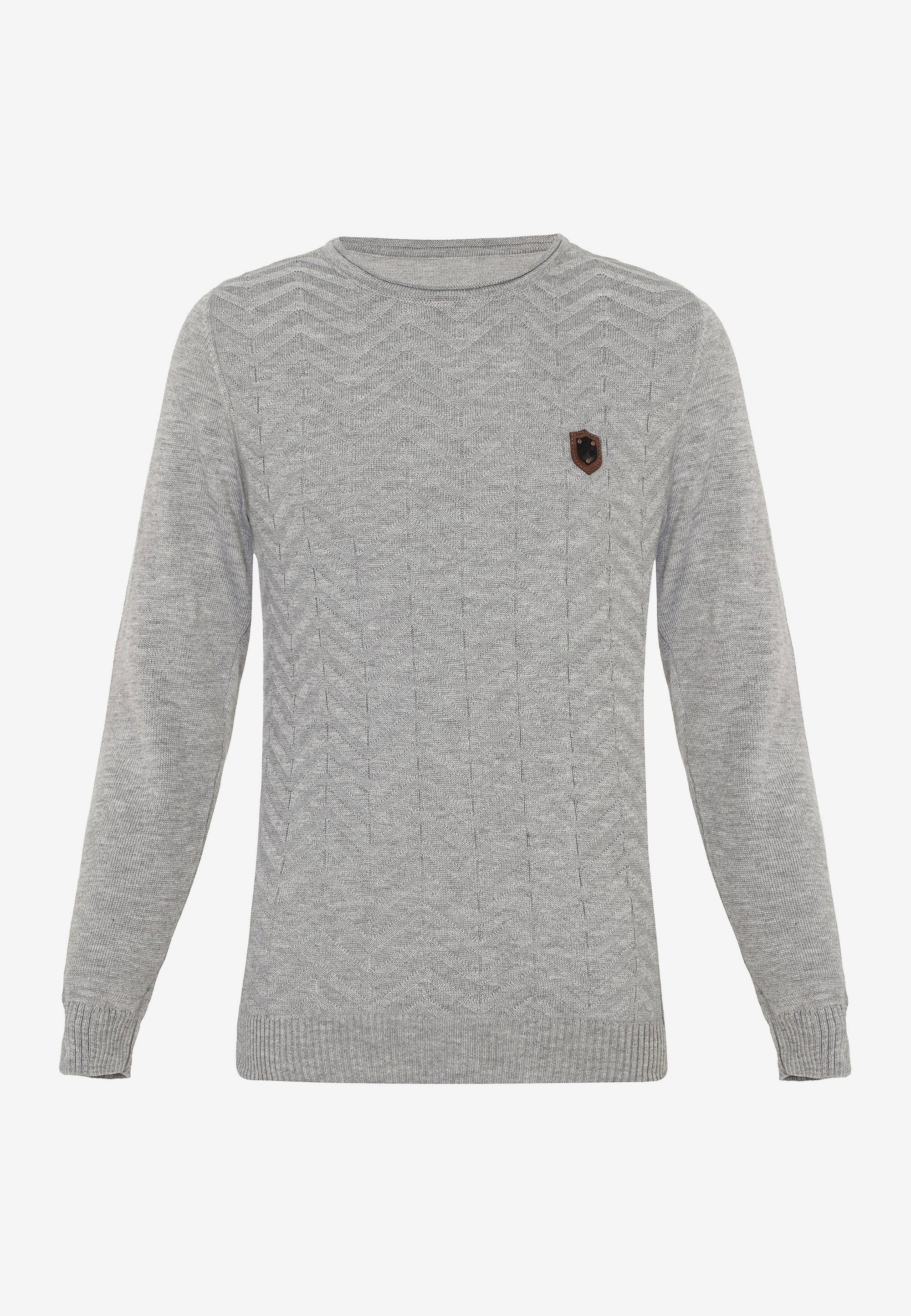 grau & Rundhalsausschnitt Cipo mit Baxx bequemem Strickpullover