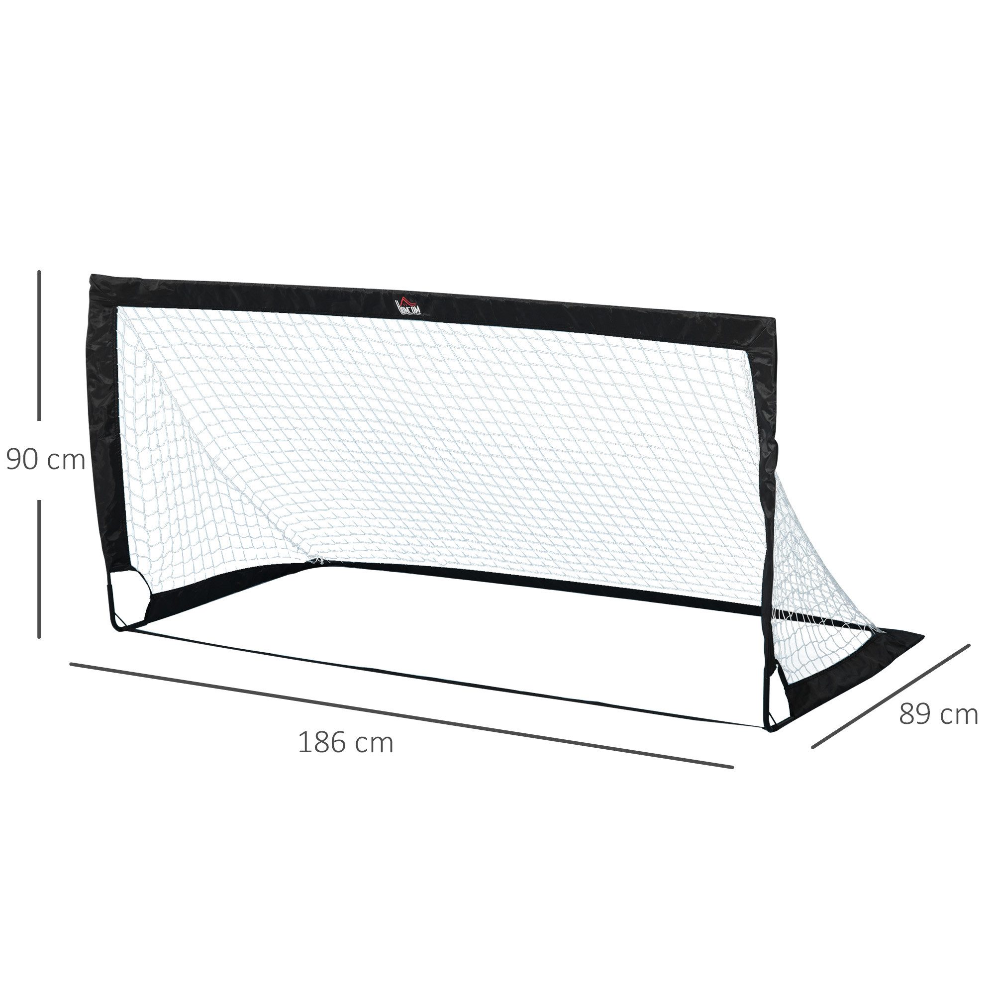 HOMCOM Fußballtor Outdoor für Erwachsene für Freizeit Garten Training (Faltbar, 2 St., 2er Set Minitore), Stahl, Schwarz, 186cm x 90cm x 89cm