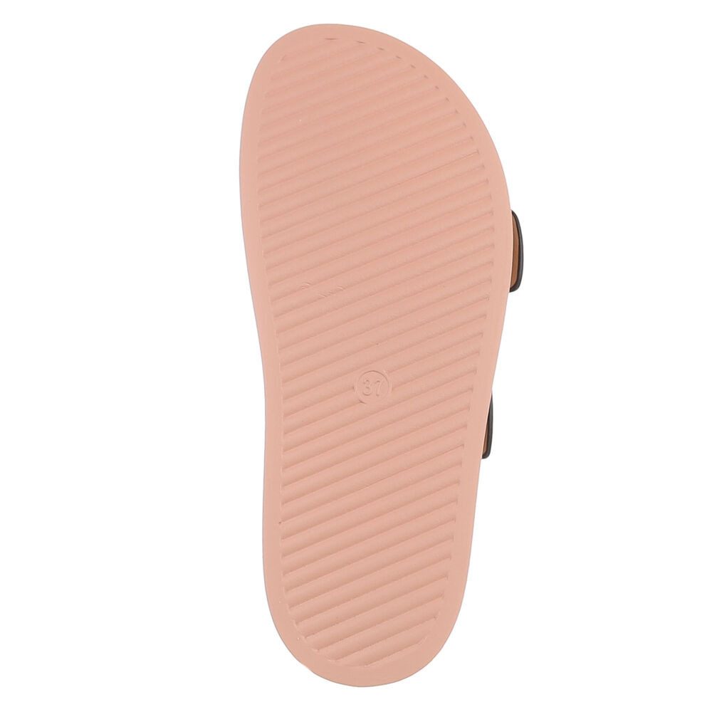 Ital-Design Damen Pantolette mit Schnallen und Fußbett Pantolette (91971024) Flach Pantoletten in Altrosa