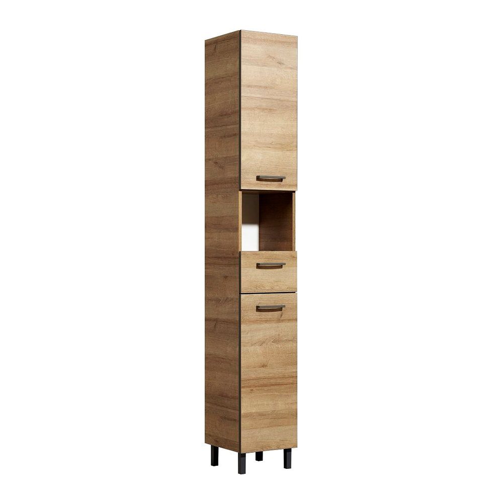 Hochschrank Nb RECIFE-66 Riviera quer : Eiche in mit Kante Lomadox grauer 30/195,5/33cm - Badezimmer