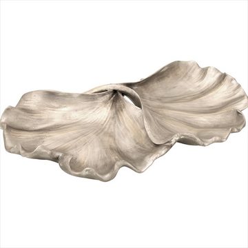Online-Fuchs Dekoschale moderne Obstschale, Snackschale in Silber aus Ginko Blättern Blattform, besonders dekorativ Schlüsselablage