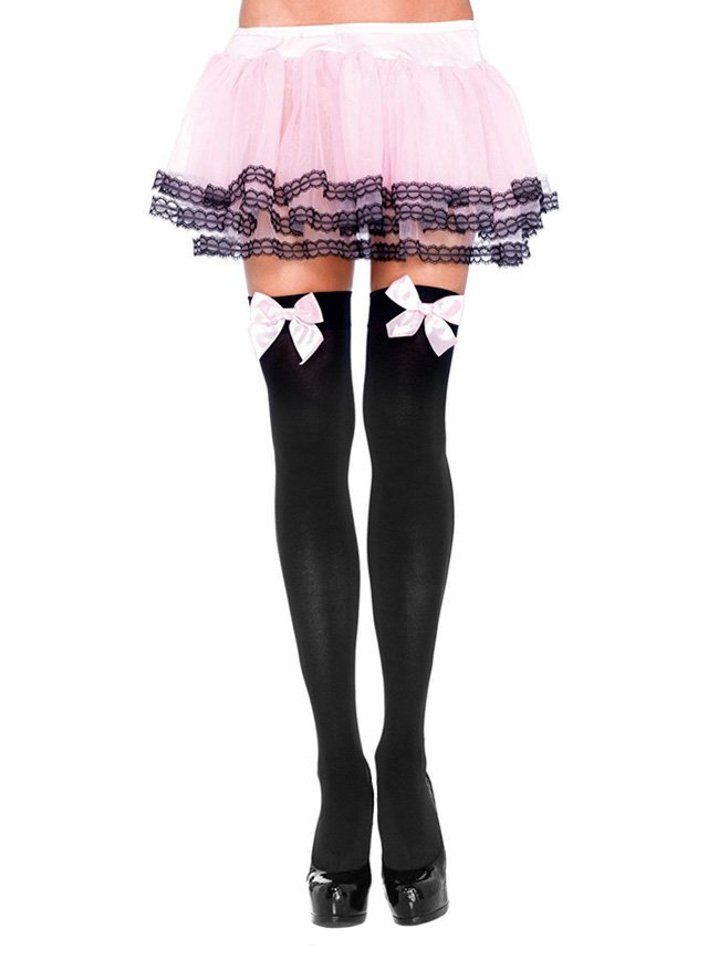 Leg Avenue Overknees Halterlose Strümpfe mit großer Schleife schwarz-ro Sinnlich verführerisches Accessoire, das Stil und Eleganz vereint