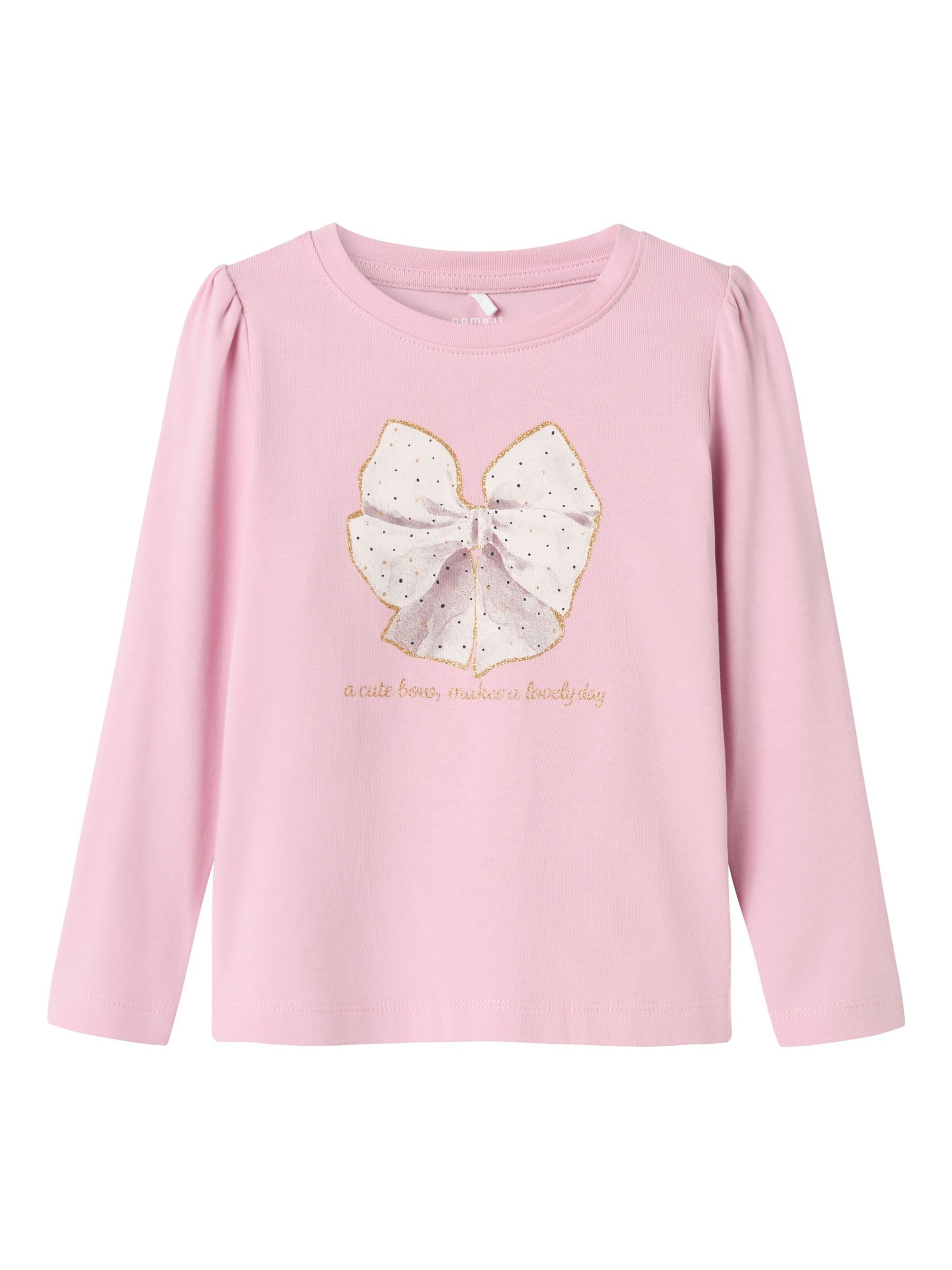 Langarmshirt Weiches Regular Longsleeve mit Glitzer Print