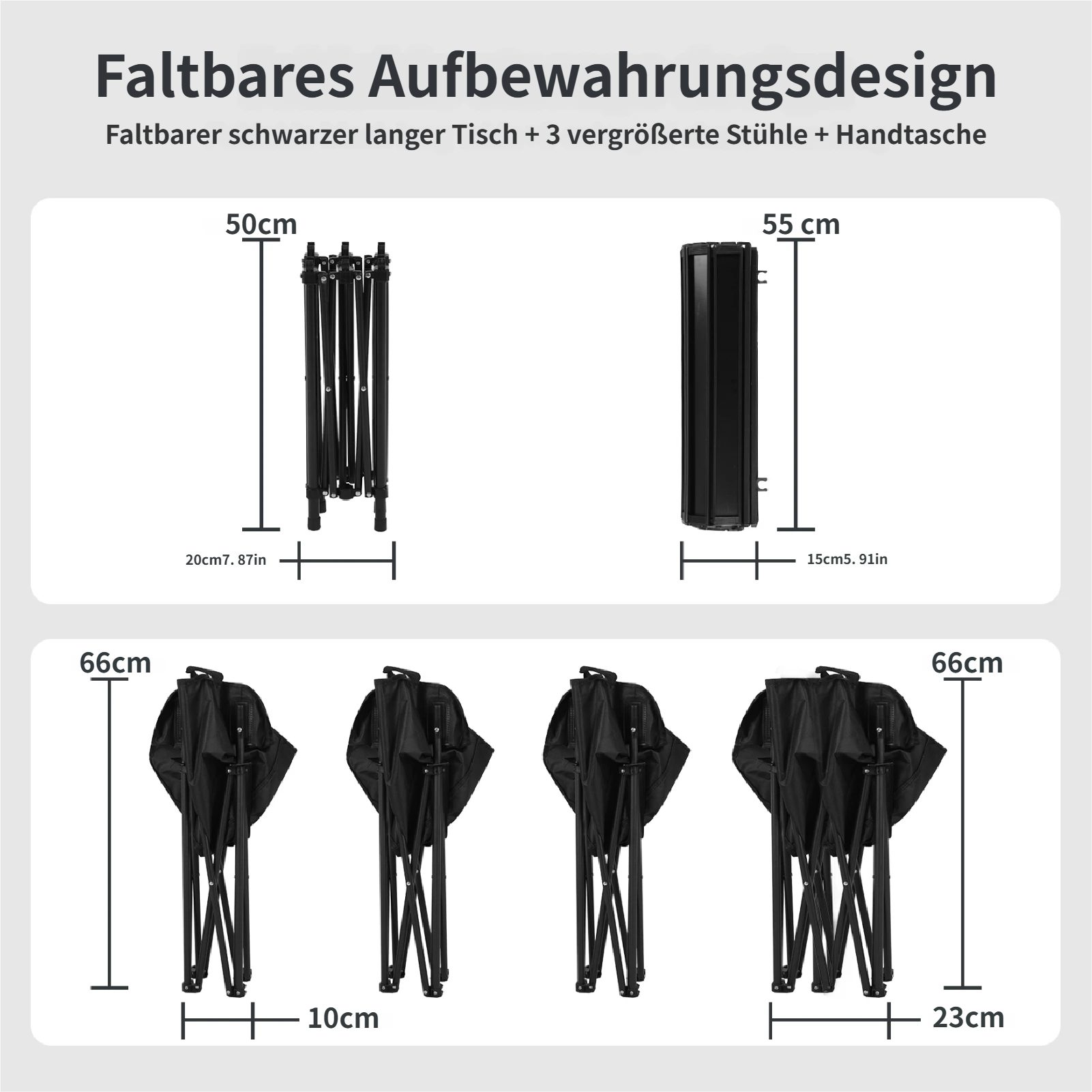 Rutaqian Campingtisch Klapptisch mit Stühlen, Campingtisch mit Stühlen Set faltbar, 1 Tisch + 3 Sessel (2 Einzel, 1 Doppel) für Garten, Picknick, Festival – Bild 3 von 5