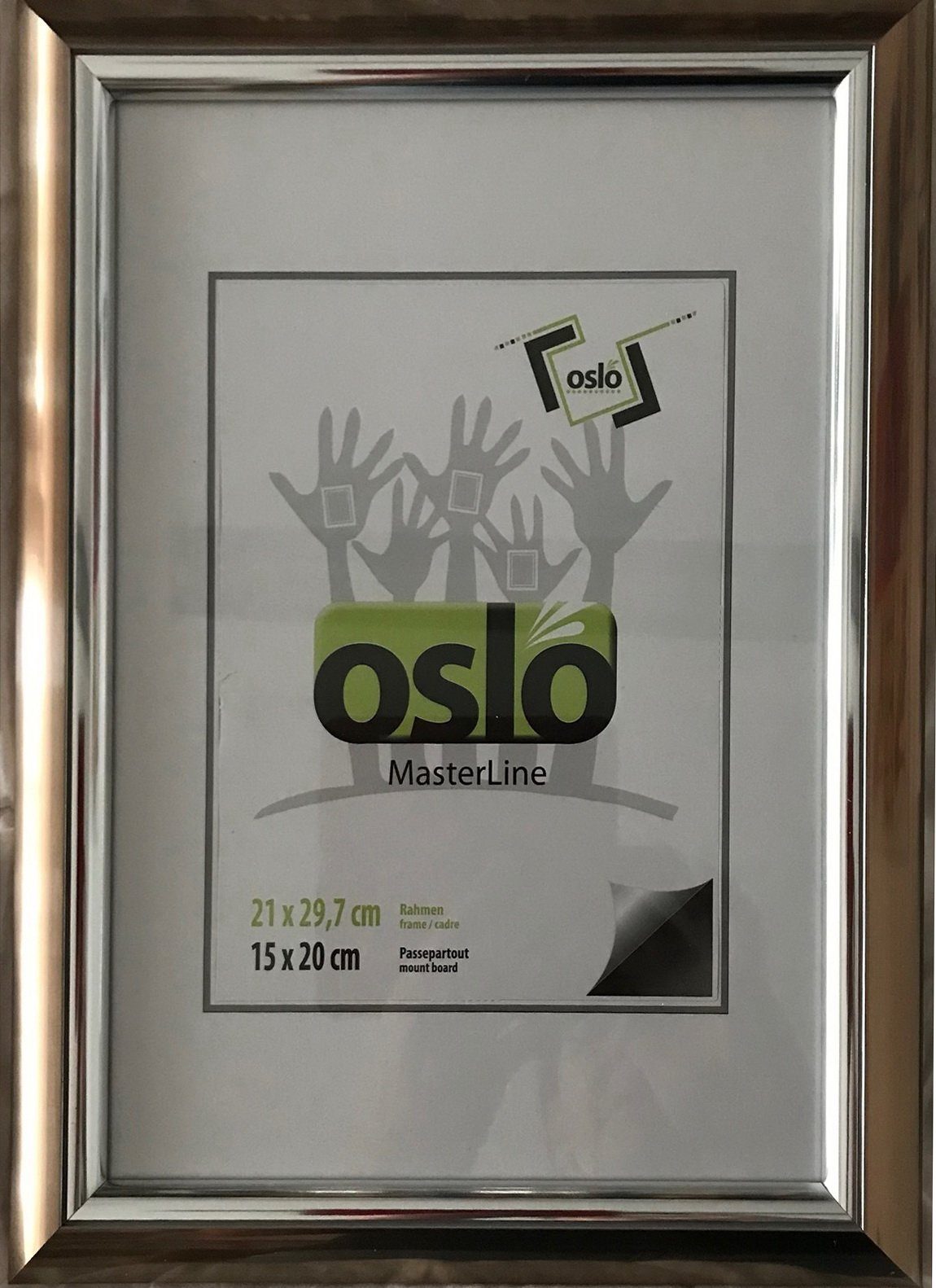 A4 Kunststoff x MasterLine Bilderrahmen {stahl), Oslo 30 Einzelrahmen mit 21x29,7, Urkundenformat Urkundenrahmen 21 (bronze} exakt {silber} Echtglas DIN cm