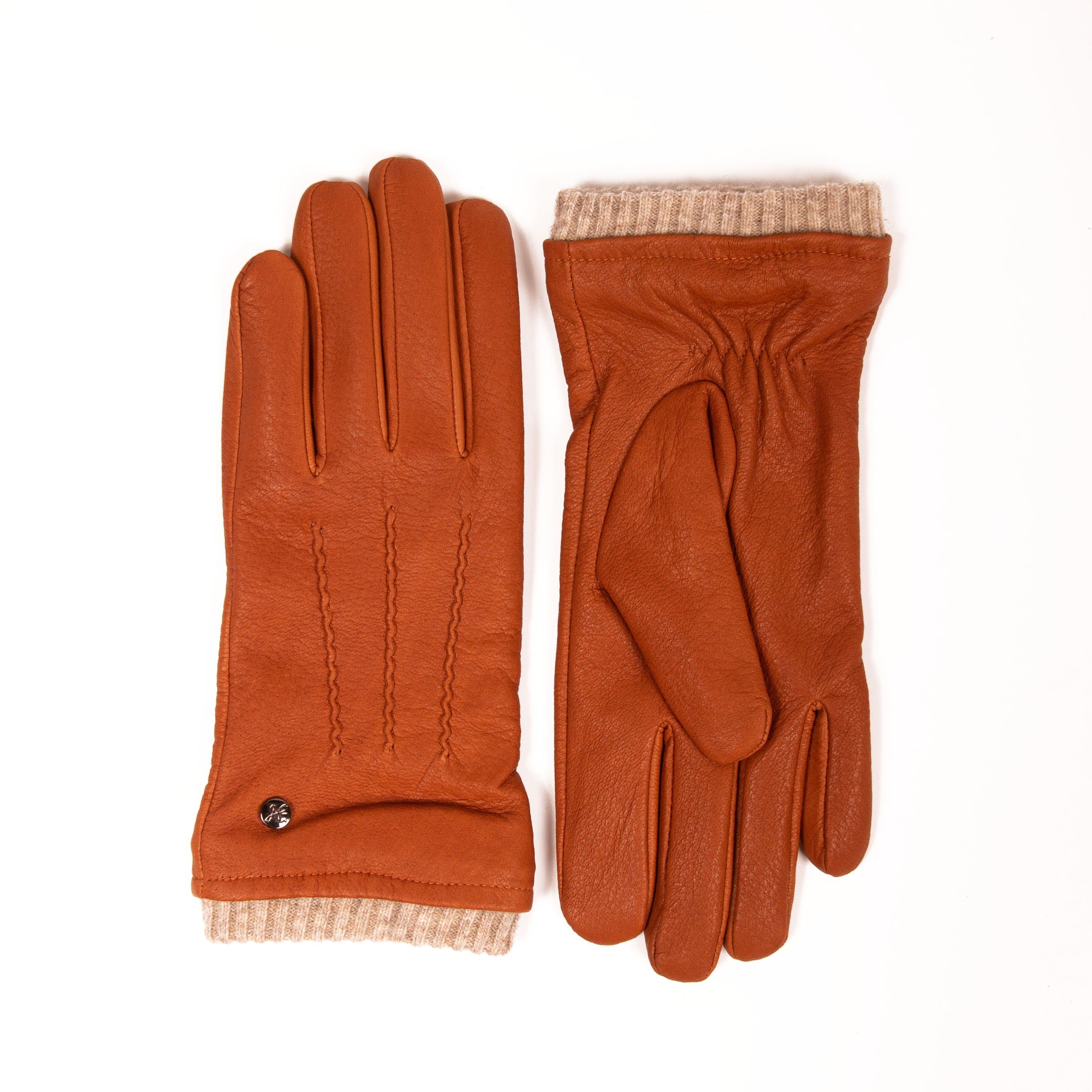 Hand Gewand by Weikert Lederhandschuhe HARRY - Hochwertige Hirschleder Handschuhe mit Kaschmir Fütterung