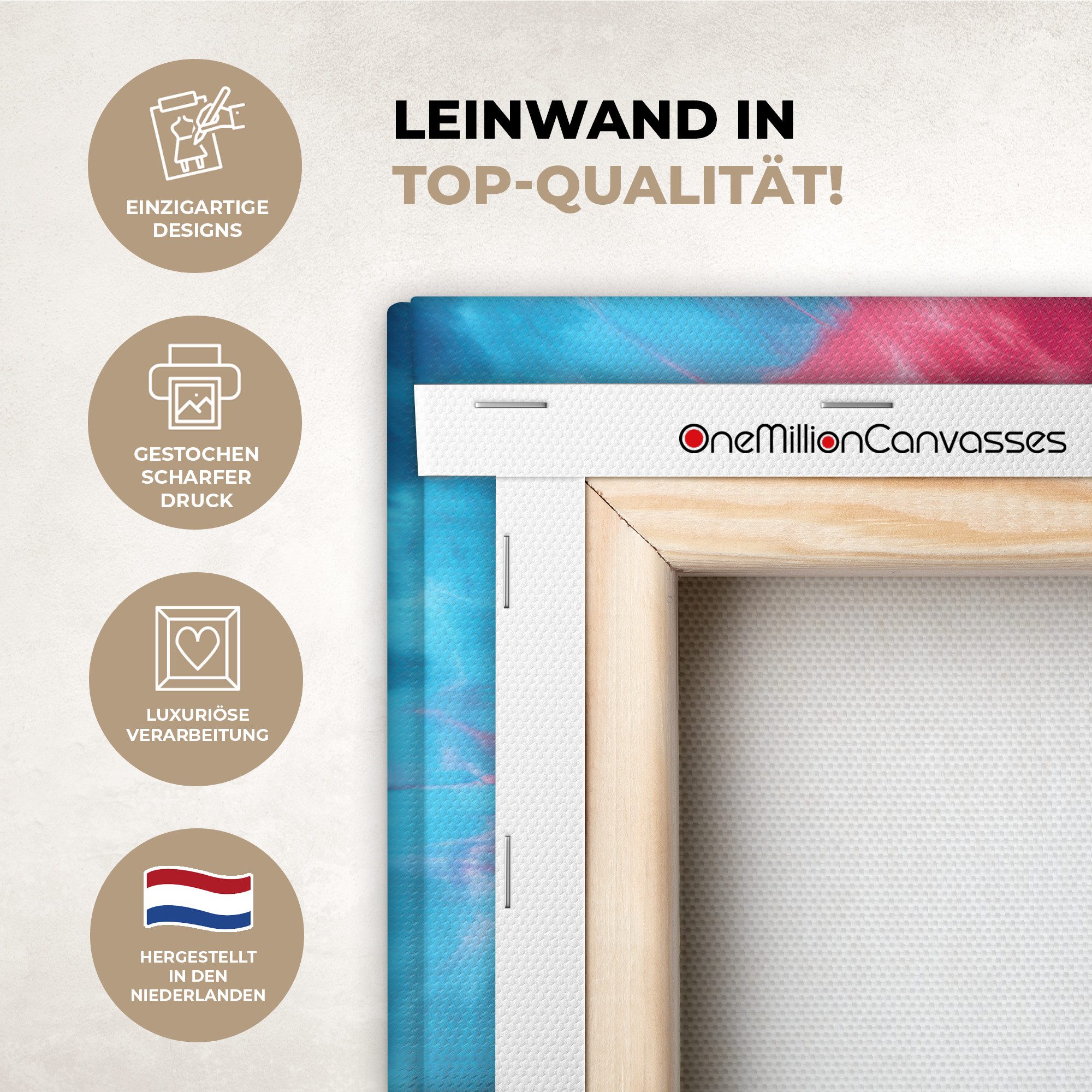 OneMillionCanvasses® Leinwandbild Panorama Spirale - Rosa - Rotierend, Fotodruck (1 St), Leinwand Bilder für Wohnzimmer Schlafzimmer 60x30 cm