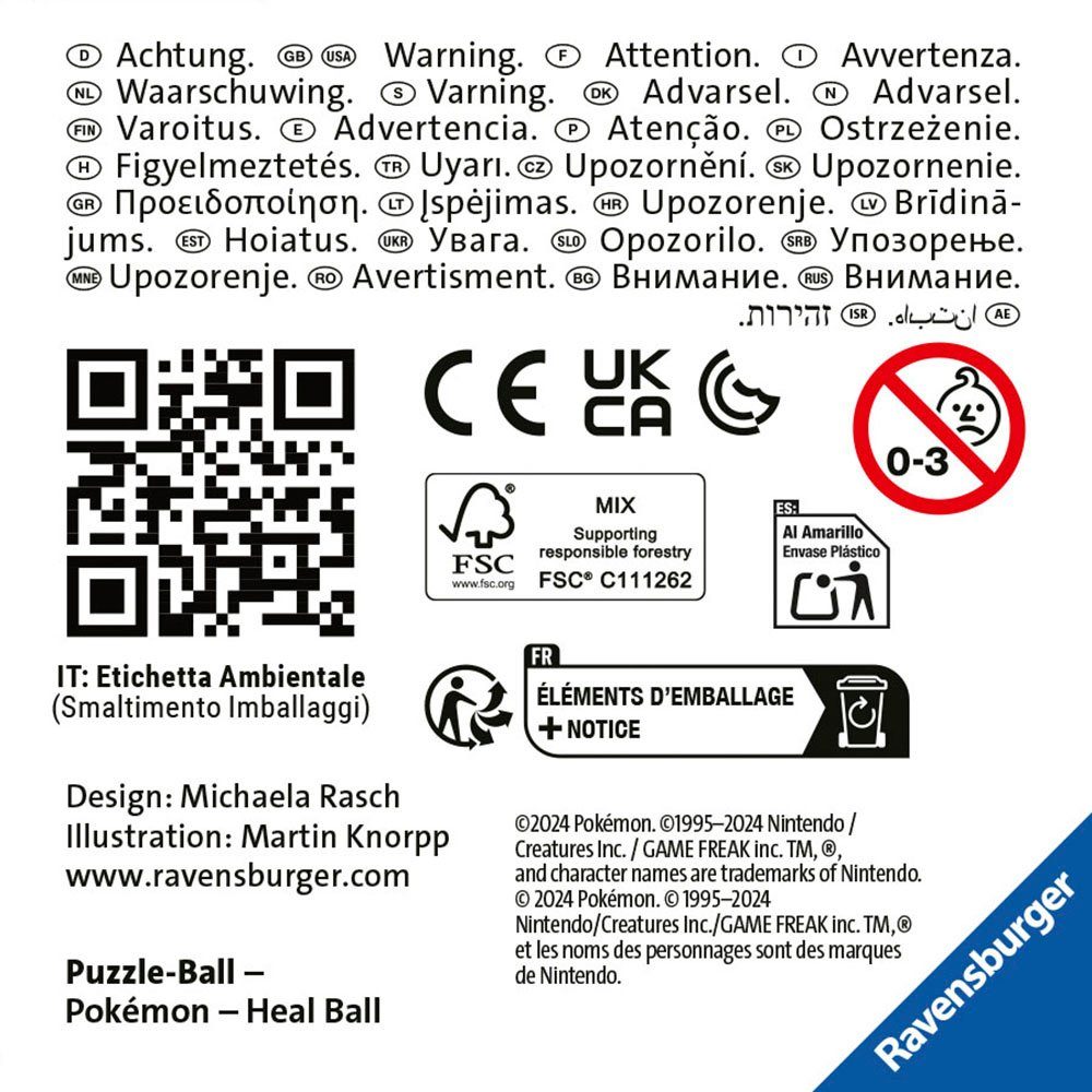 Ravensburger 3D-Puzzle Puzzle-Ball Pokémon Heilball, 54 Puzzleteile, Made in Europe