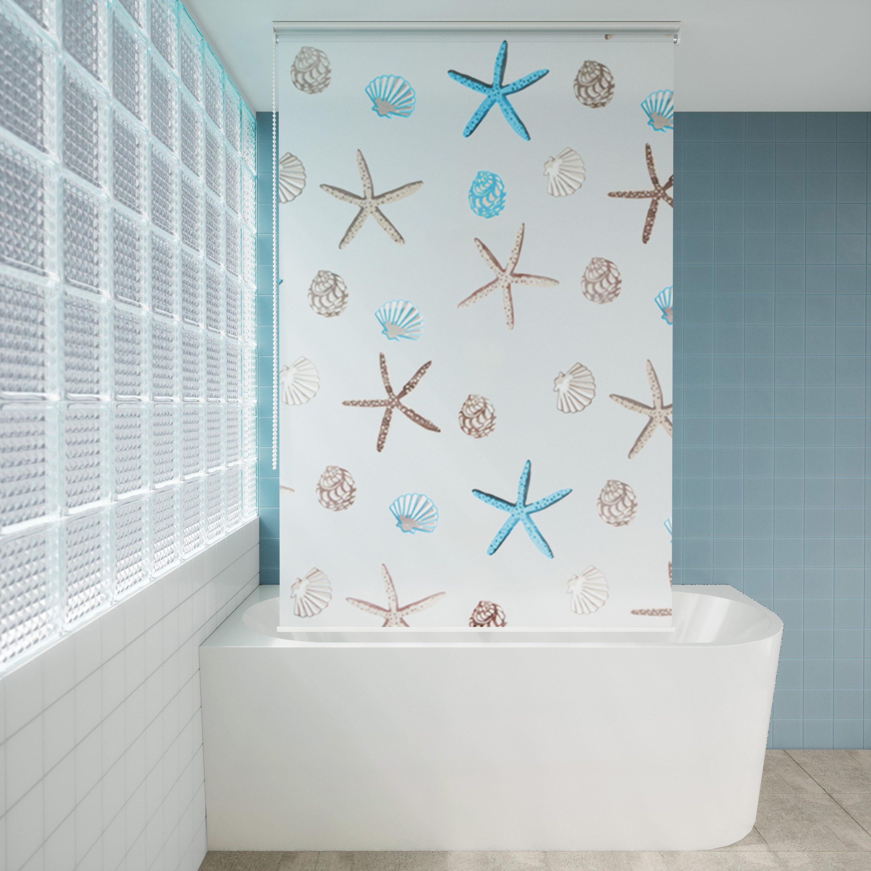 Aquabad® Duschrollo Vaskaflex Badewannenrollo Breite 100 cm, Muster: Ocean, Breite: 100cm – Bild 2 von 5