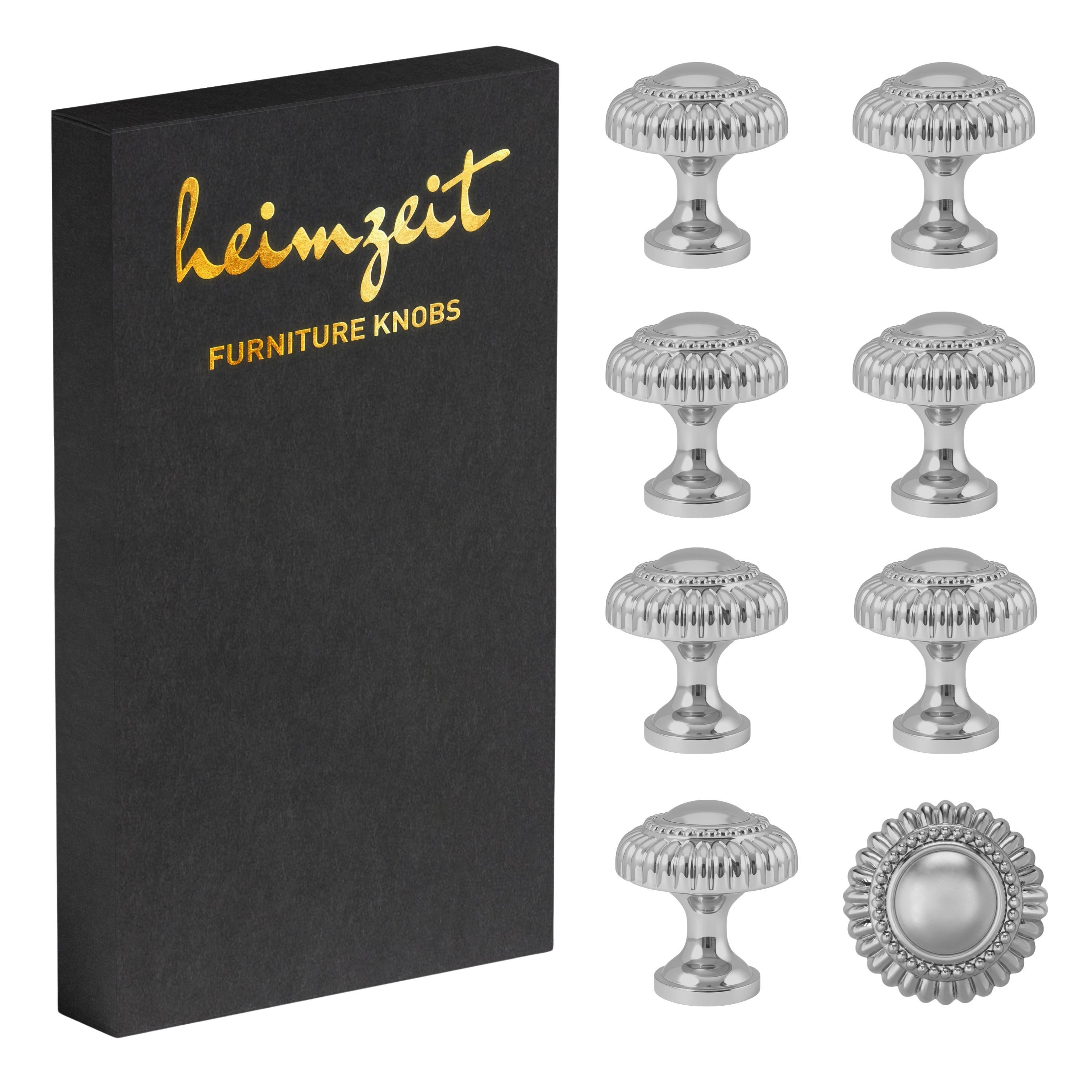 heimzeit Möbelgriff heimzeit Möbelknöpfe Classic - 8 Stück (Set), für Schubladen, Türen und Kommoden, inkl. Schraube