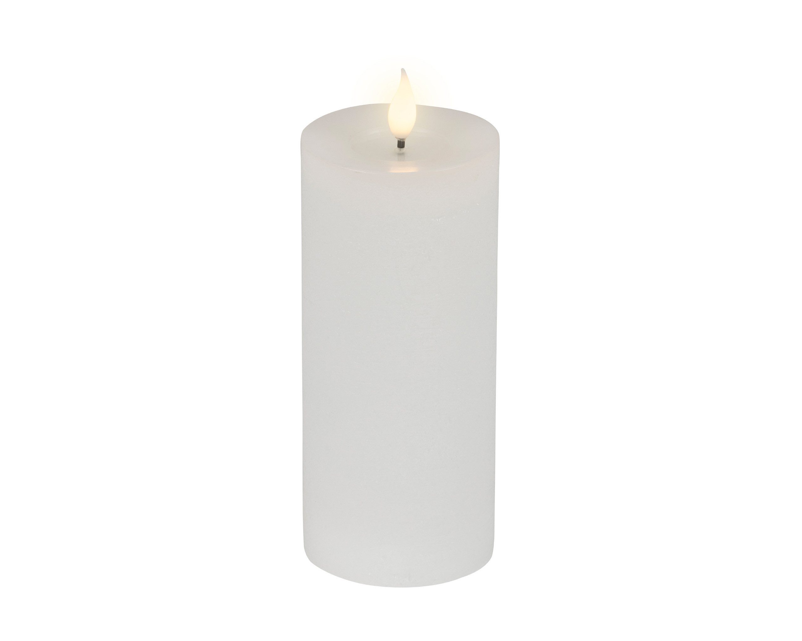 Lumineo LED-Kerze, Timer, warmweiß, LED Kerze 7,5x20cm mit Timer - Wachs Flacker-Effekt Weiß Warmweiß