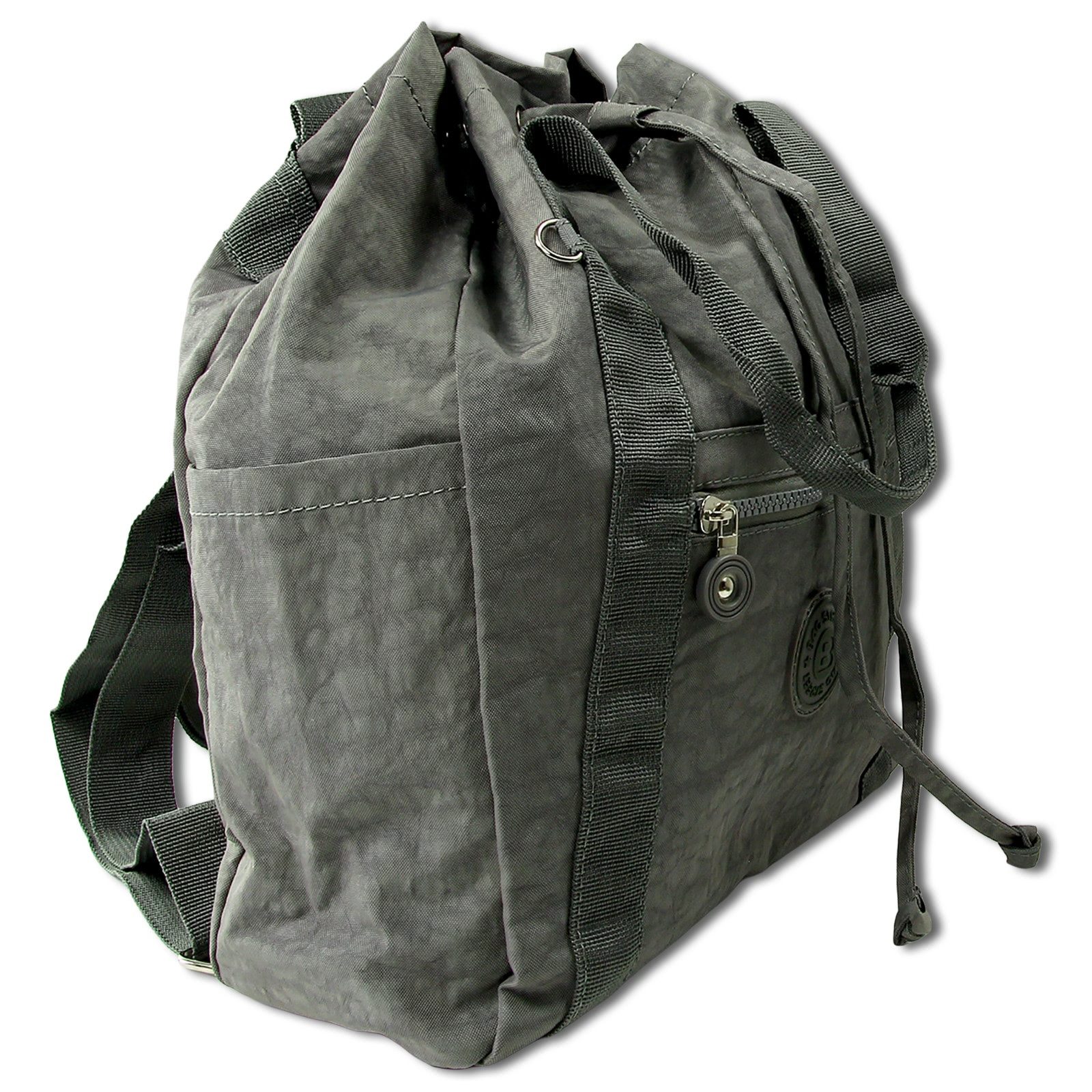 BAG STREET Cityrucksack Bag Street Rucksack Crinkle Nylon grau, Damen, Jugend Cityrucksack, Freizeithandtasche Nylon, grau 33cm hoch