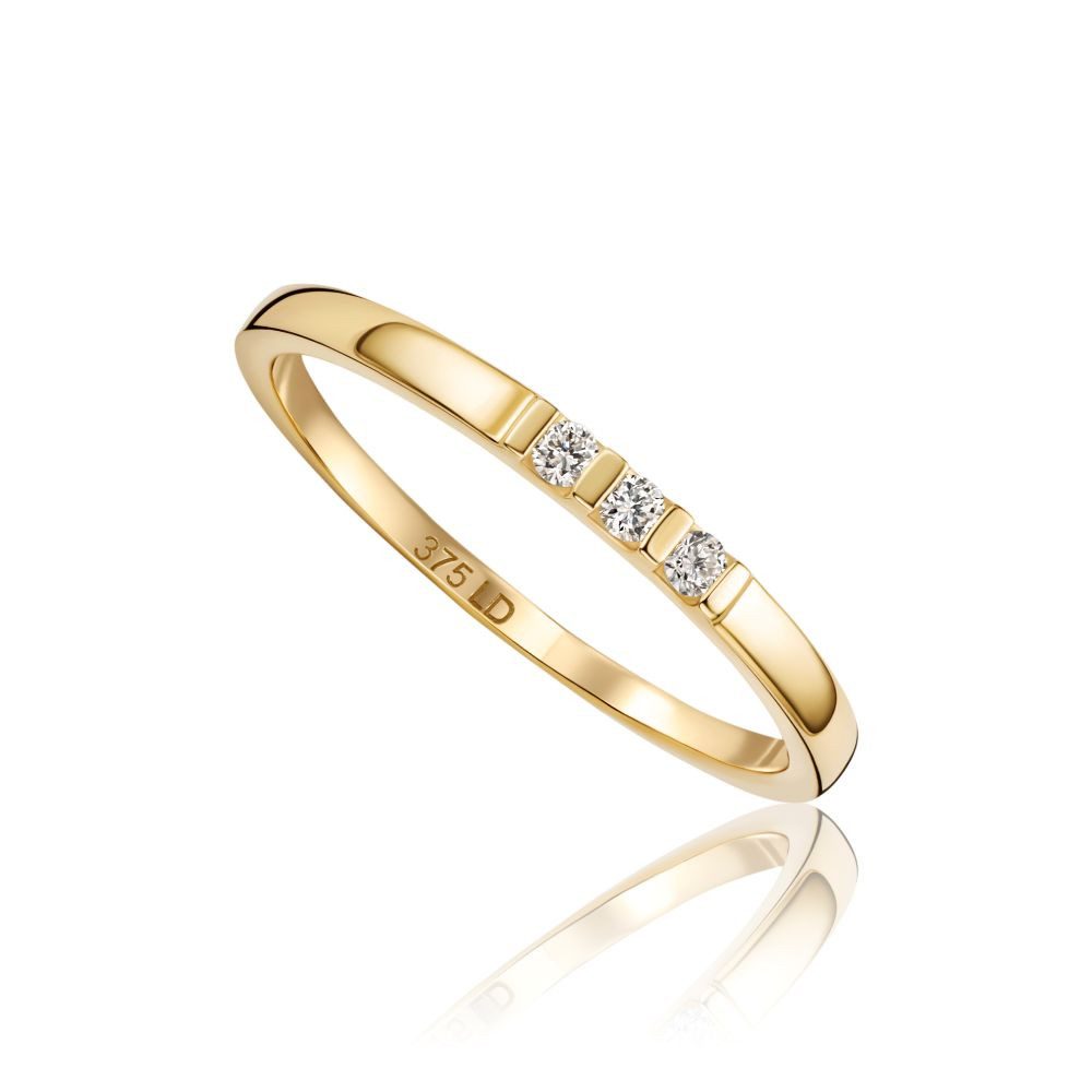 Miore Diamantring Trilogy für Damen in 9K (375) Gelbgold mit 3 Diamanten ges. 0,05 ct, in Stangenfassung - Echtgold