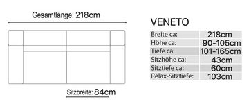 Sofanella 3-Sitzer Sofanella 3-Sitzer Veneto Ledersofa elektrisch verstellbar in Grau