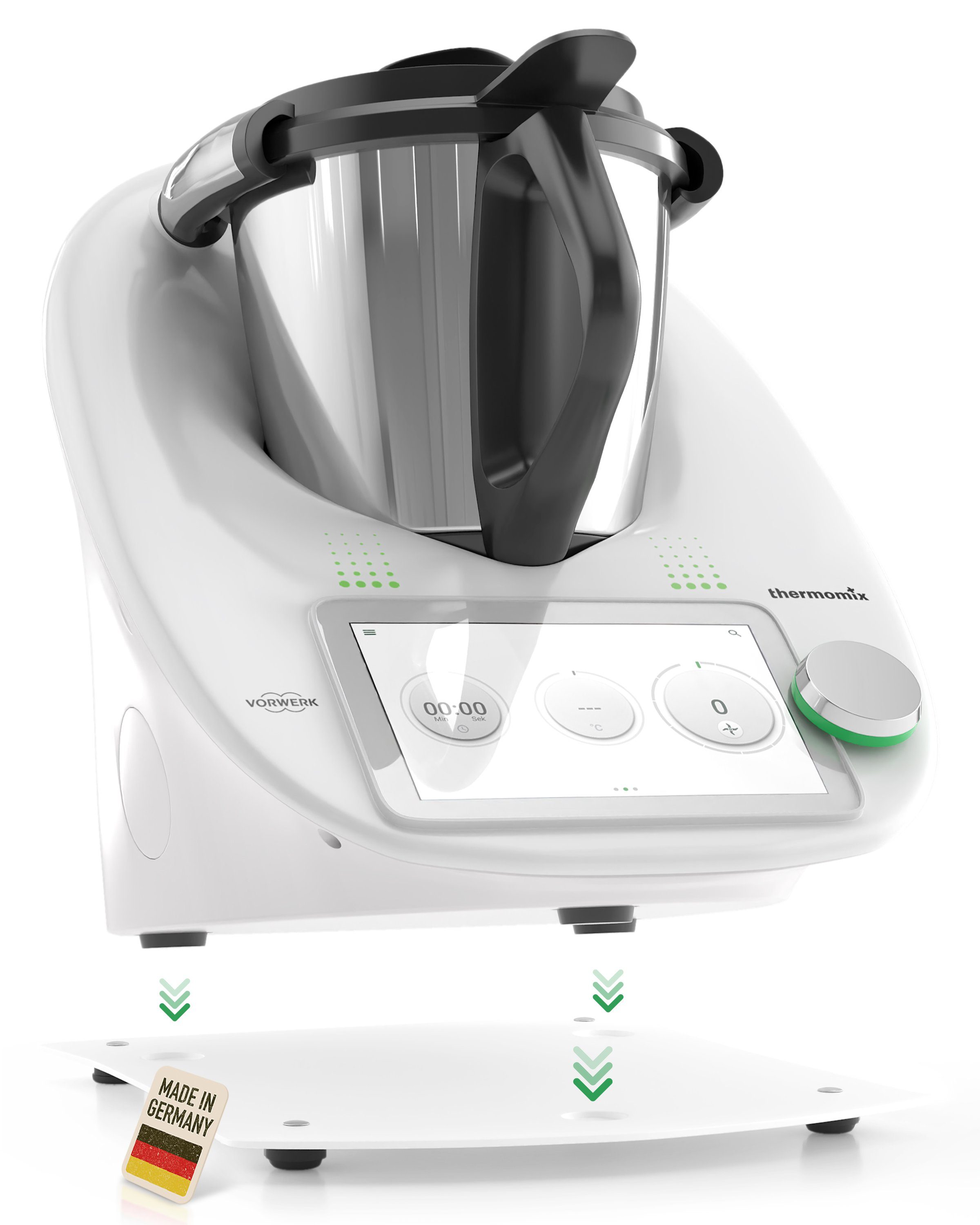 Leckerhelfer - automatisch Lecker Ablageregal Gleitbrett passend für den Thermomix® TM5 TM6, Komplett-Set, Made in Germany