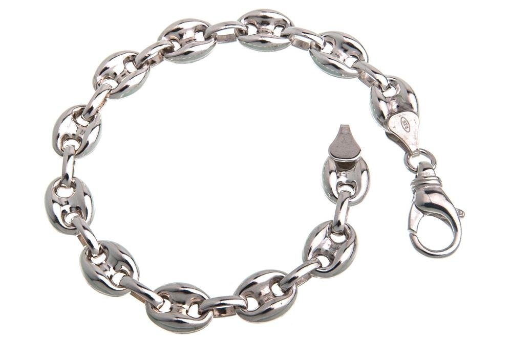 Silberkettenstore Silberarmband Kaffeebohnenkette Armband 9mm - 925 Silber, Länge wählbar