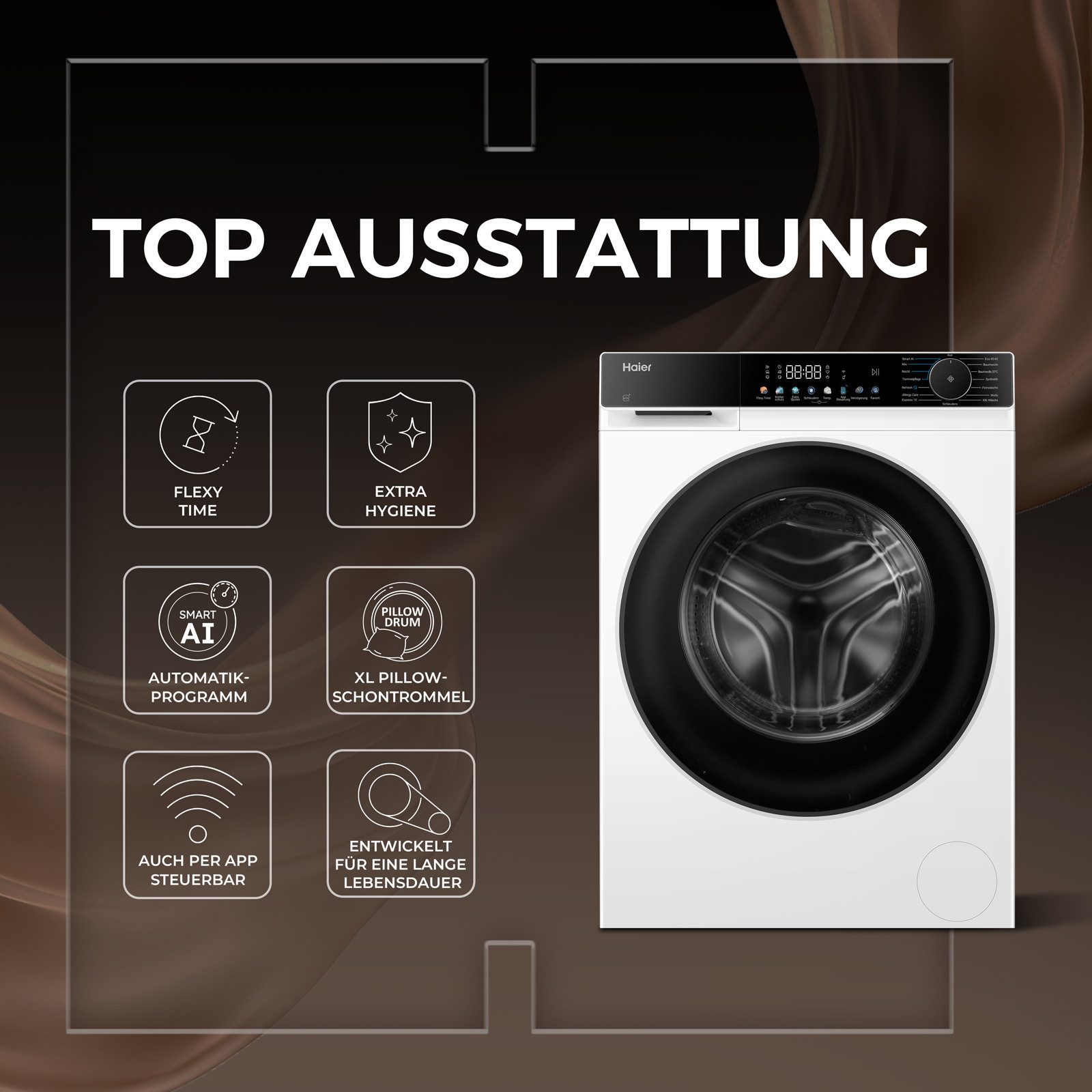 Haier Waschmaschine G5 Serie HW120-BP14657U1, 12 kg, 1400 U/min, Smart AI Automatikprogramm & Wi-Fi