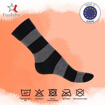Footstar Basicsocken Footstar Damen Ringel Socken (6 Paar) Schwarz 35-38
