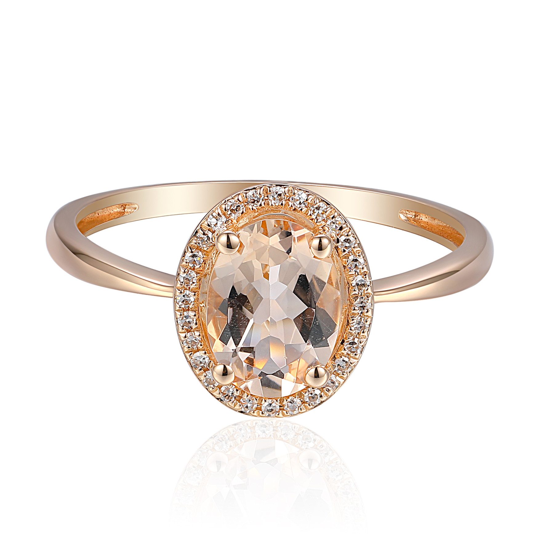 Stella-Jewellery Solitärring 585er Rotgold Damenring mit Morganit und Diamanten (inkl. Etui, Morganit 0,88ct. - inkl. Etui), Morganit 0,88ct. und Brillanten 0,06ct.