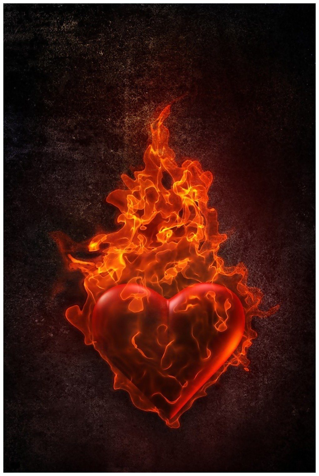 Wallario Glasbild, Brennendes Herz - in roten Flammen, in verschiedenen Ausführungen